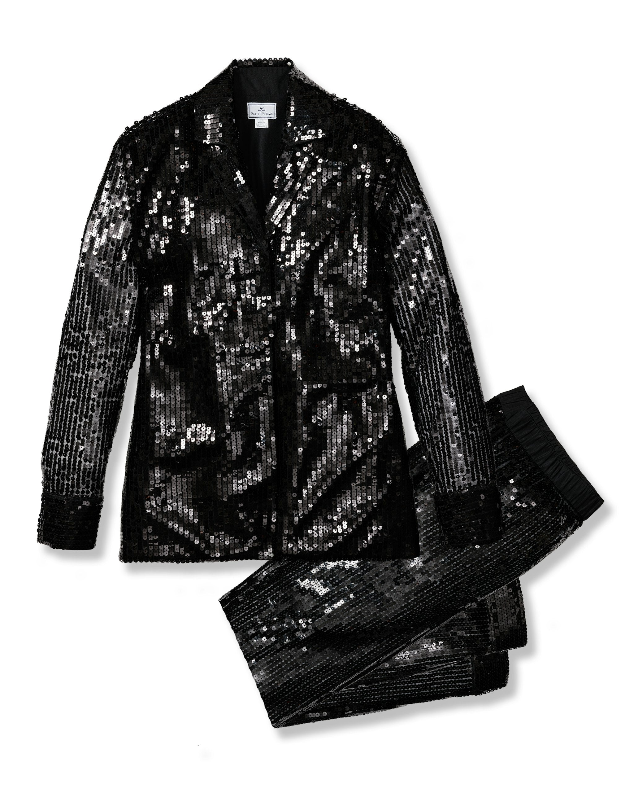 Women's Pajama Set in Black Sequins in Black#Color_Black