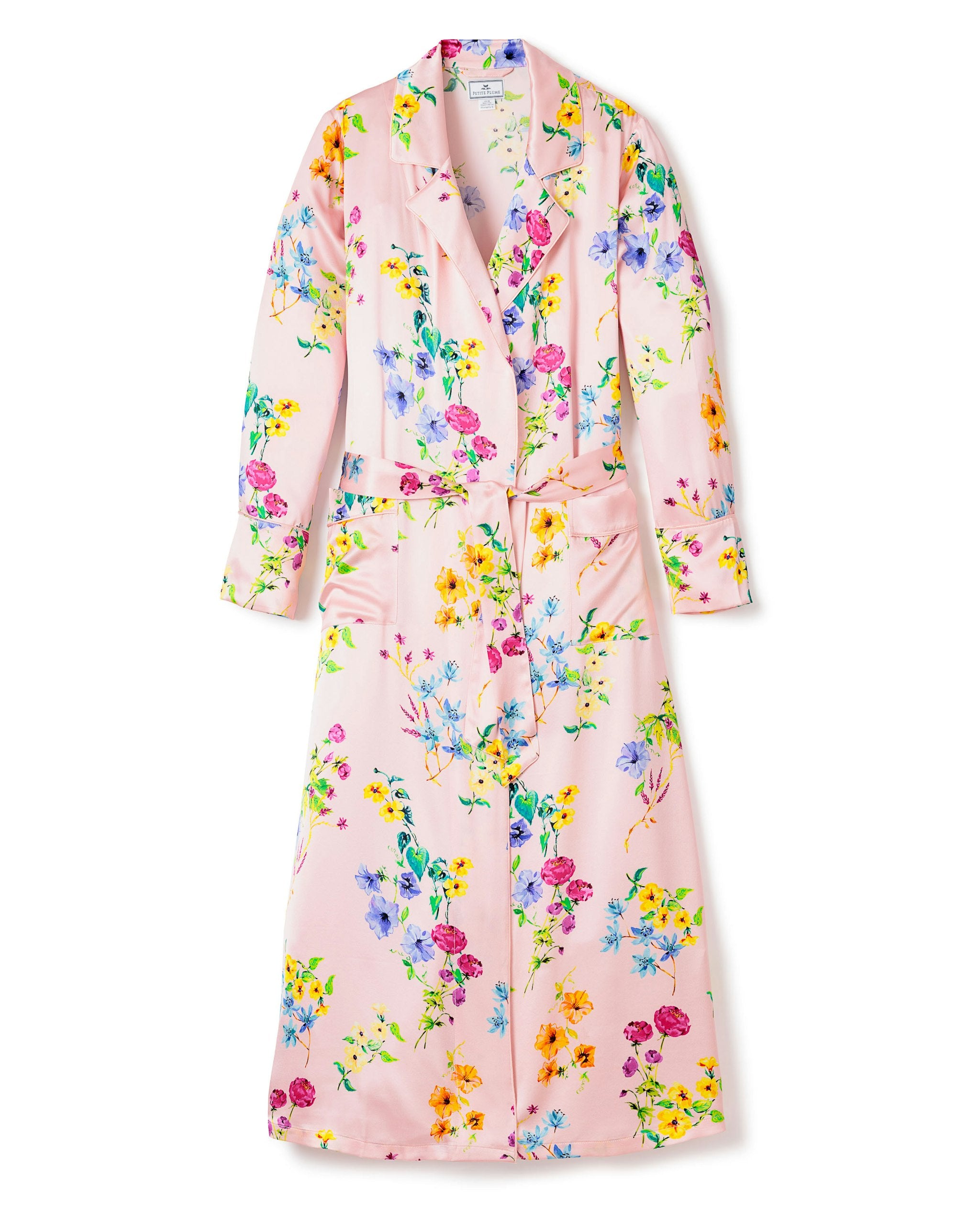 Women's Silk Robe in Blush Brilliant Botanical in Blush#Color_Blush