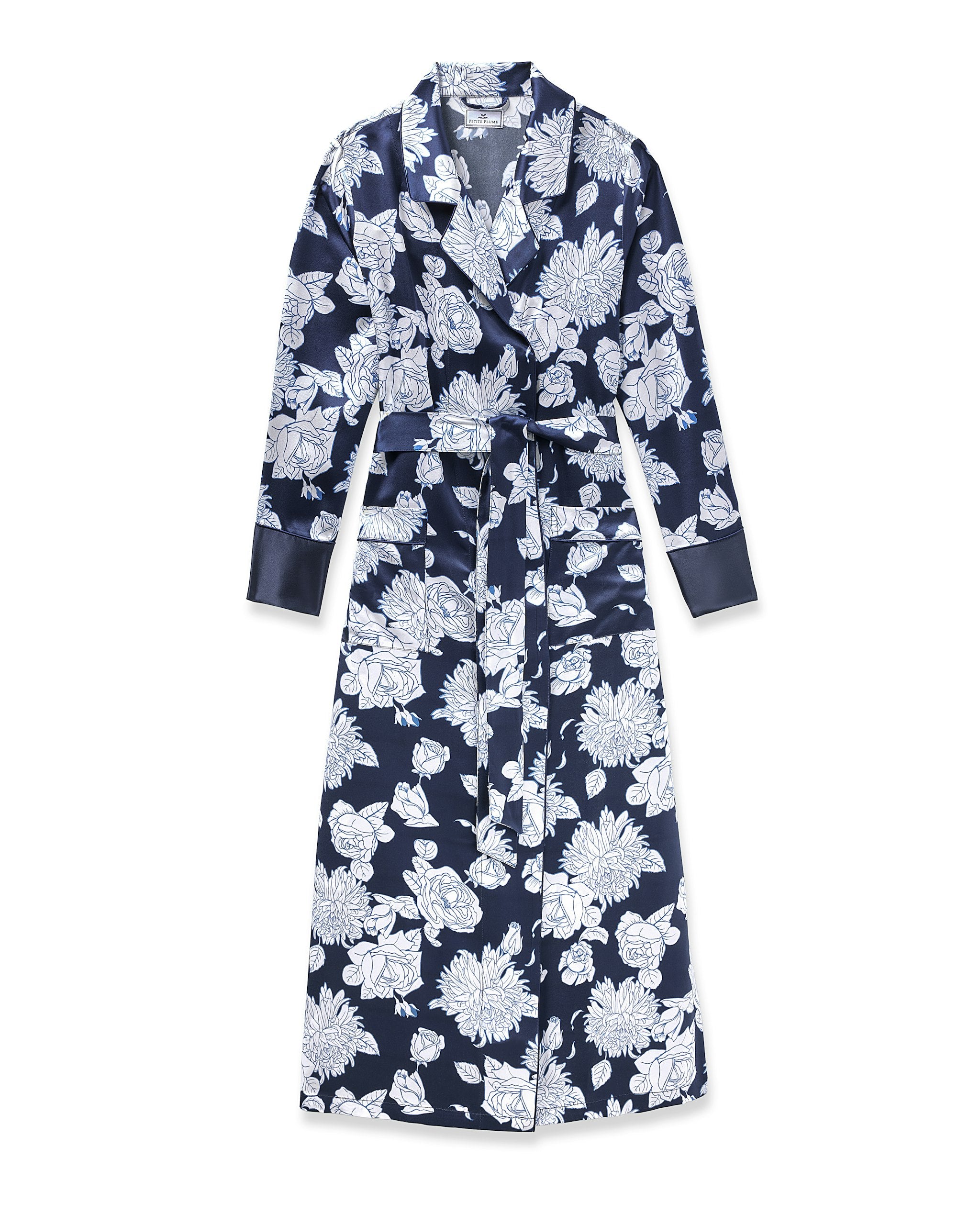 Women's Silk Robe in Midnight Blooms in Midnight Blooms#Color_Midnight Blooms