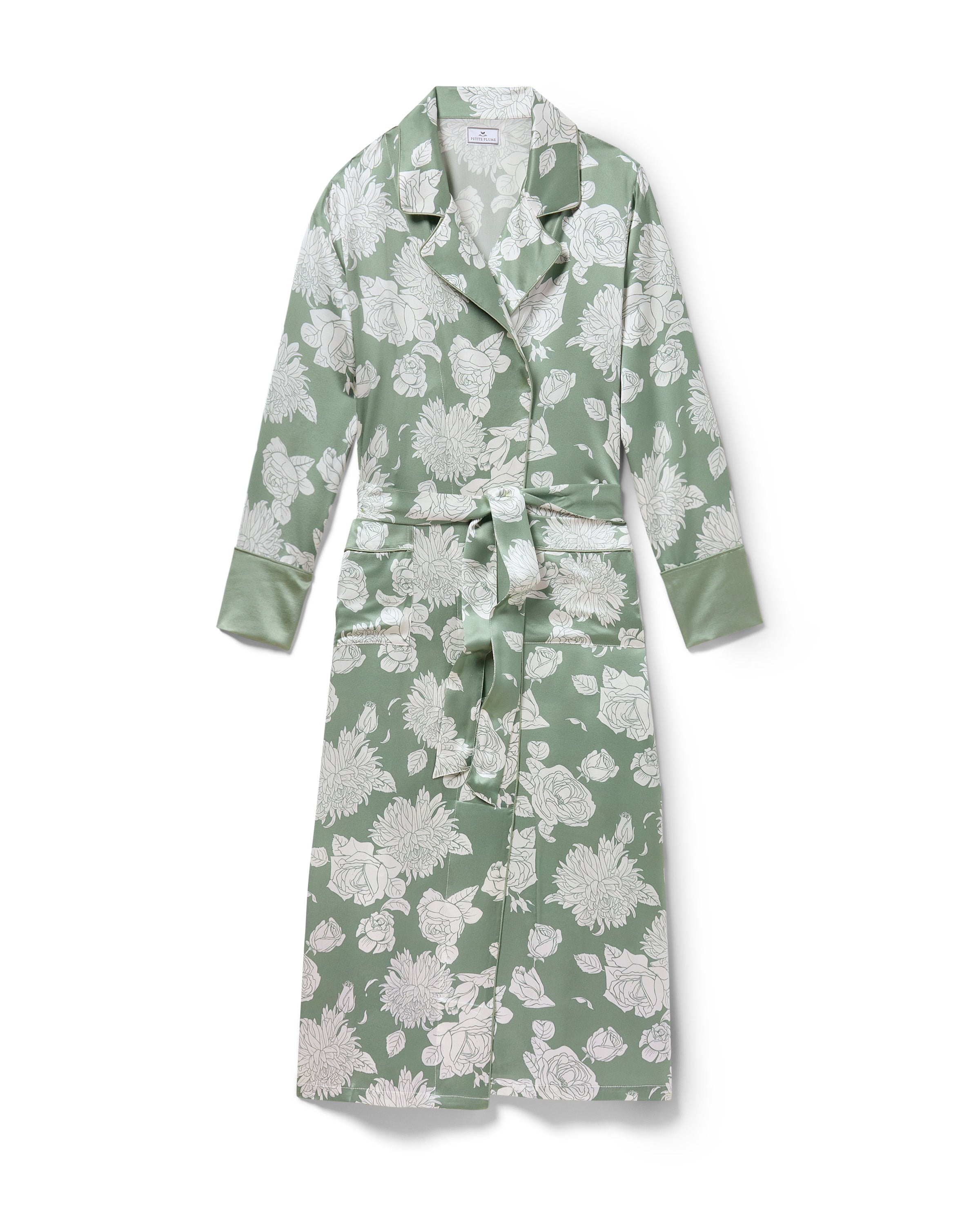 Women's Silk Robe in Sage Bloom