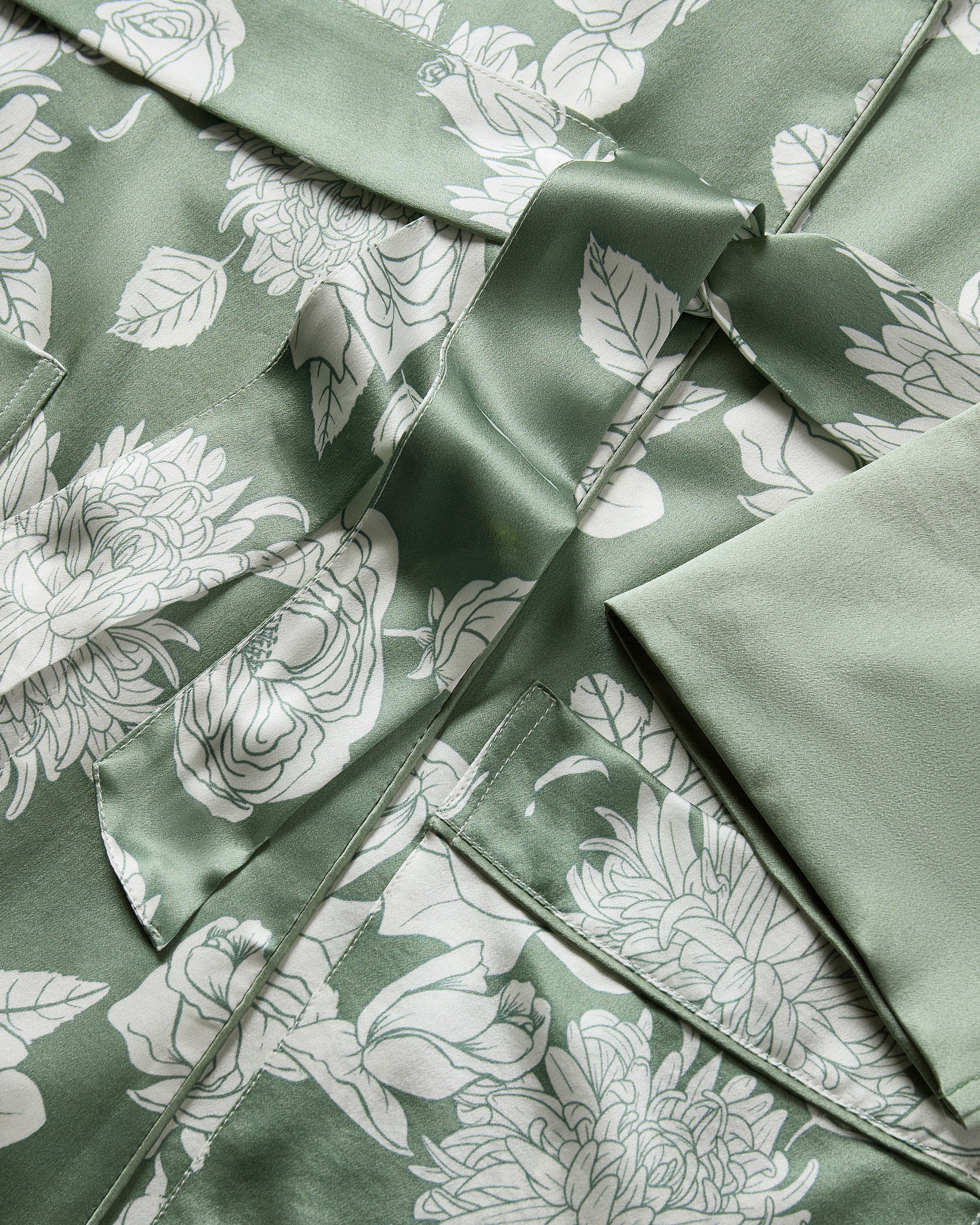 Women's Silk Robe in Sage Bloom