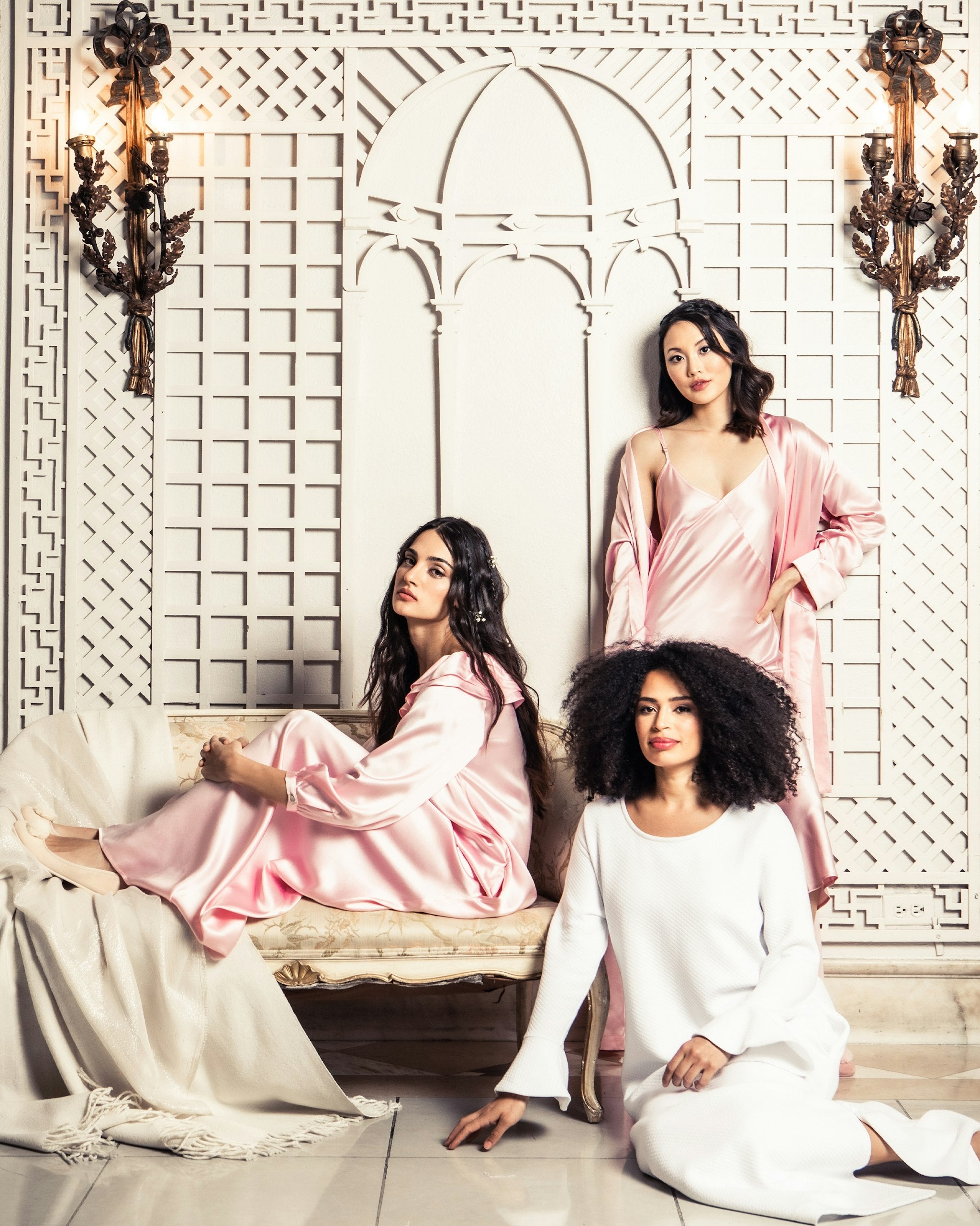 Women's Silk Cosette Nightgown in Pink in Pink#Color_Pink