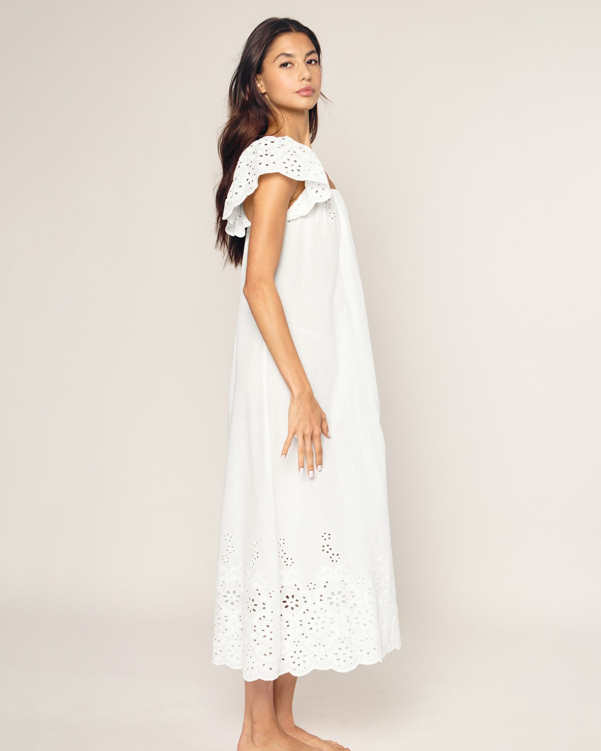 Women's Twill Ava Nightgown in White in White#Colorway_White