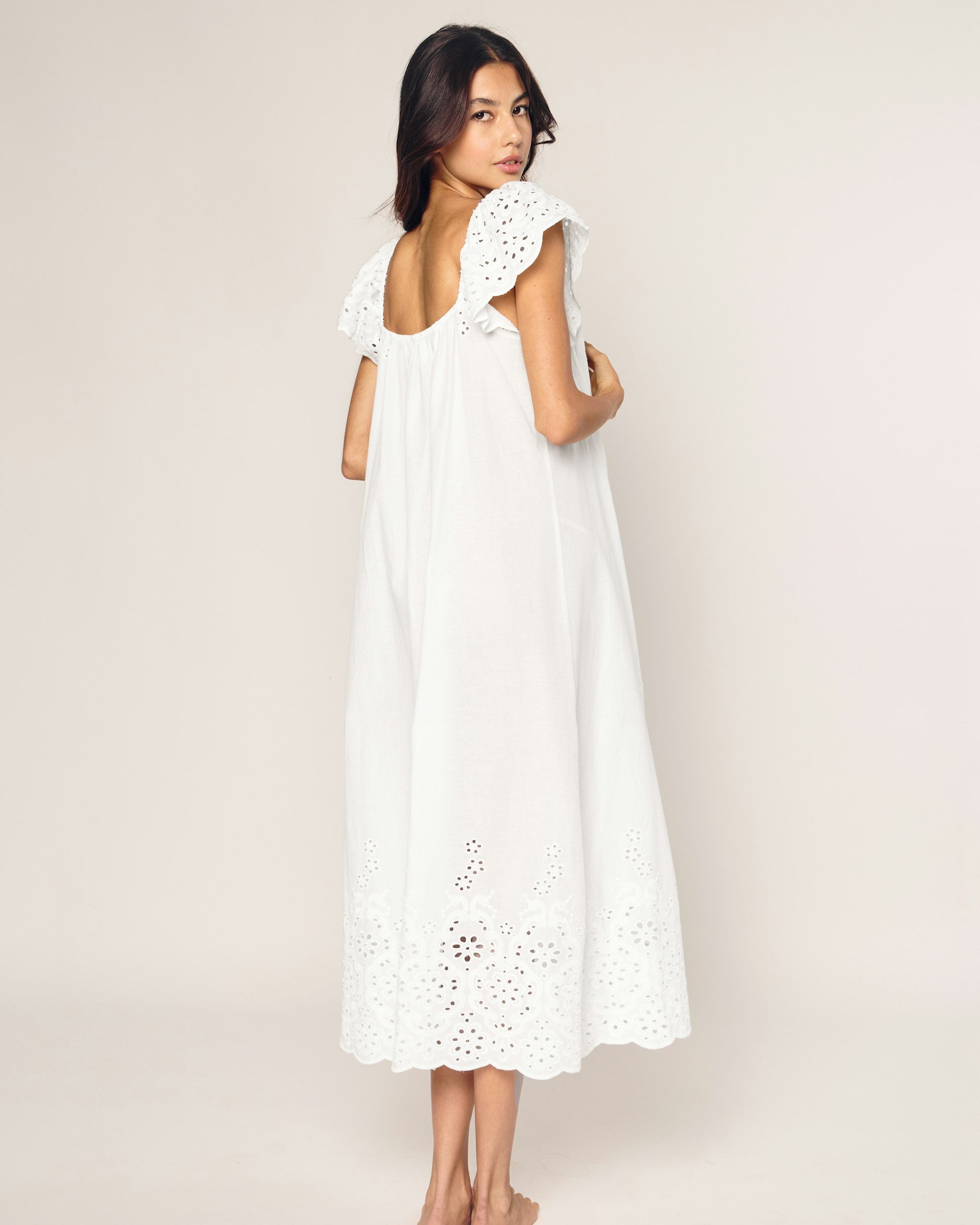 Women's Twill Ava Nightgown in White in White#Colorway_White
