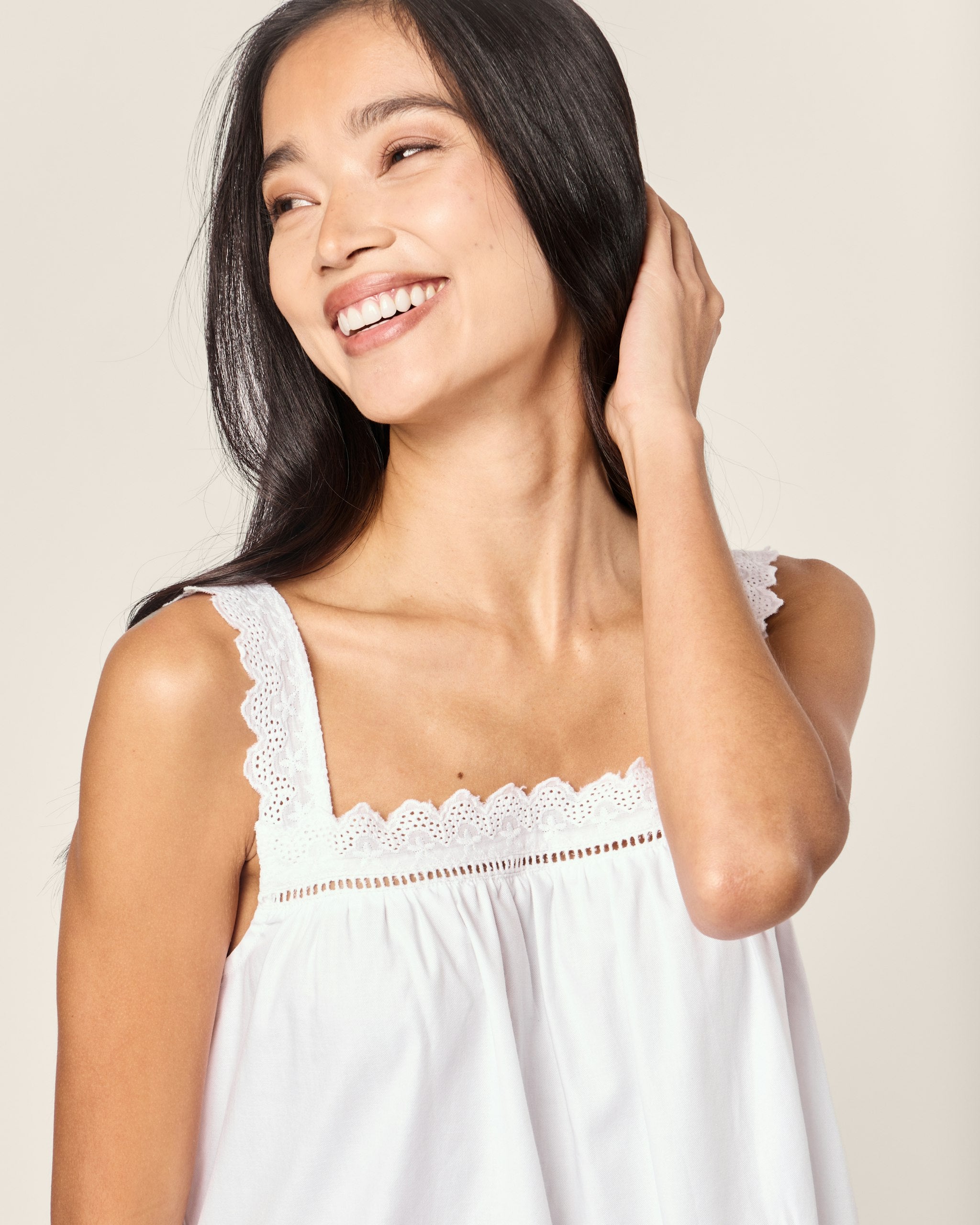Women's Twill Esme Nightgown in White in White#Color_White