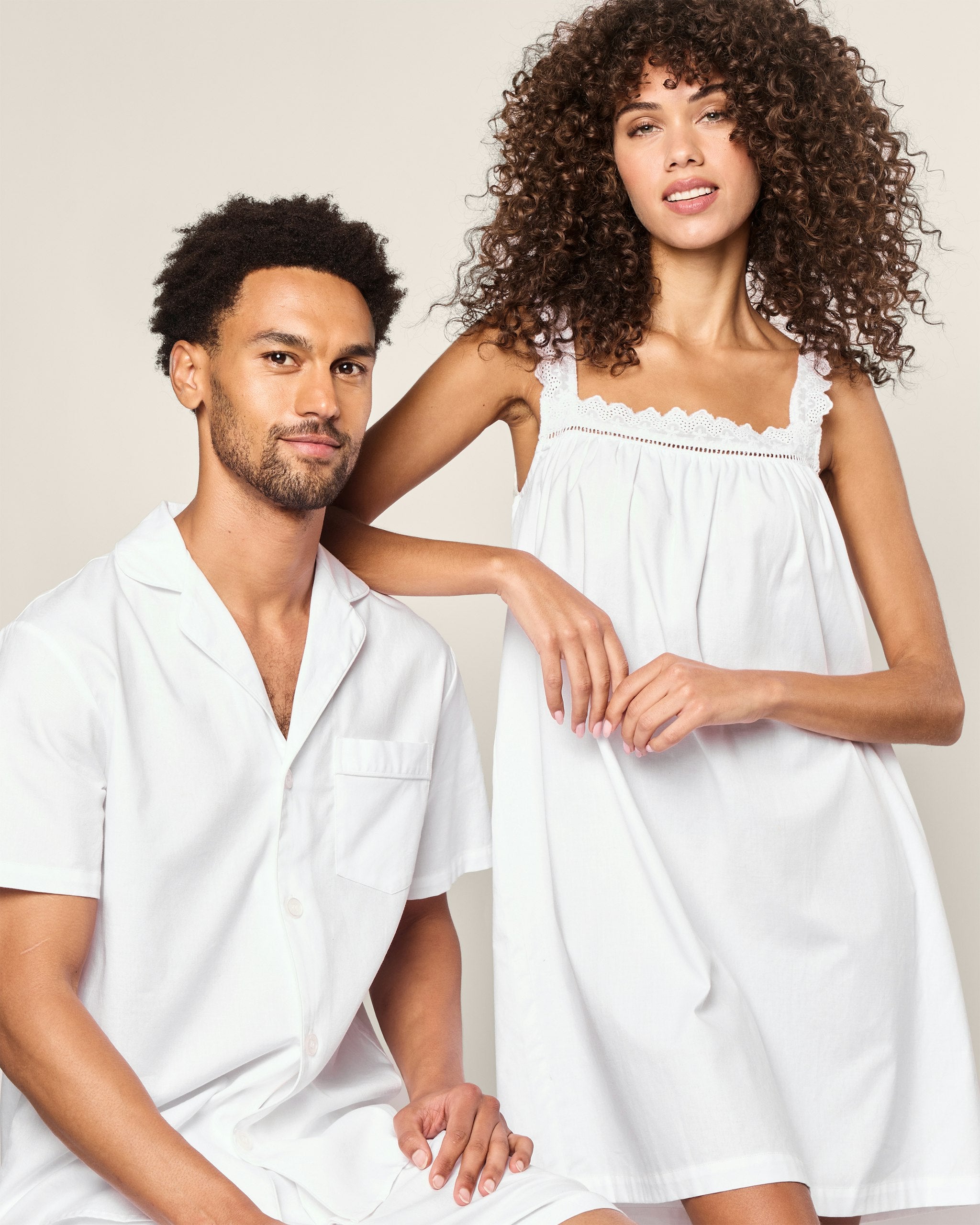 Women's Twill Esme Nightgown in White in White#Color_White