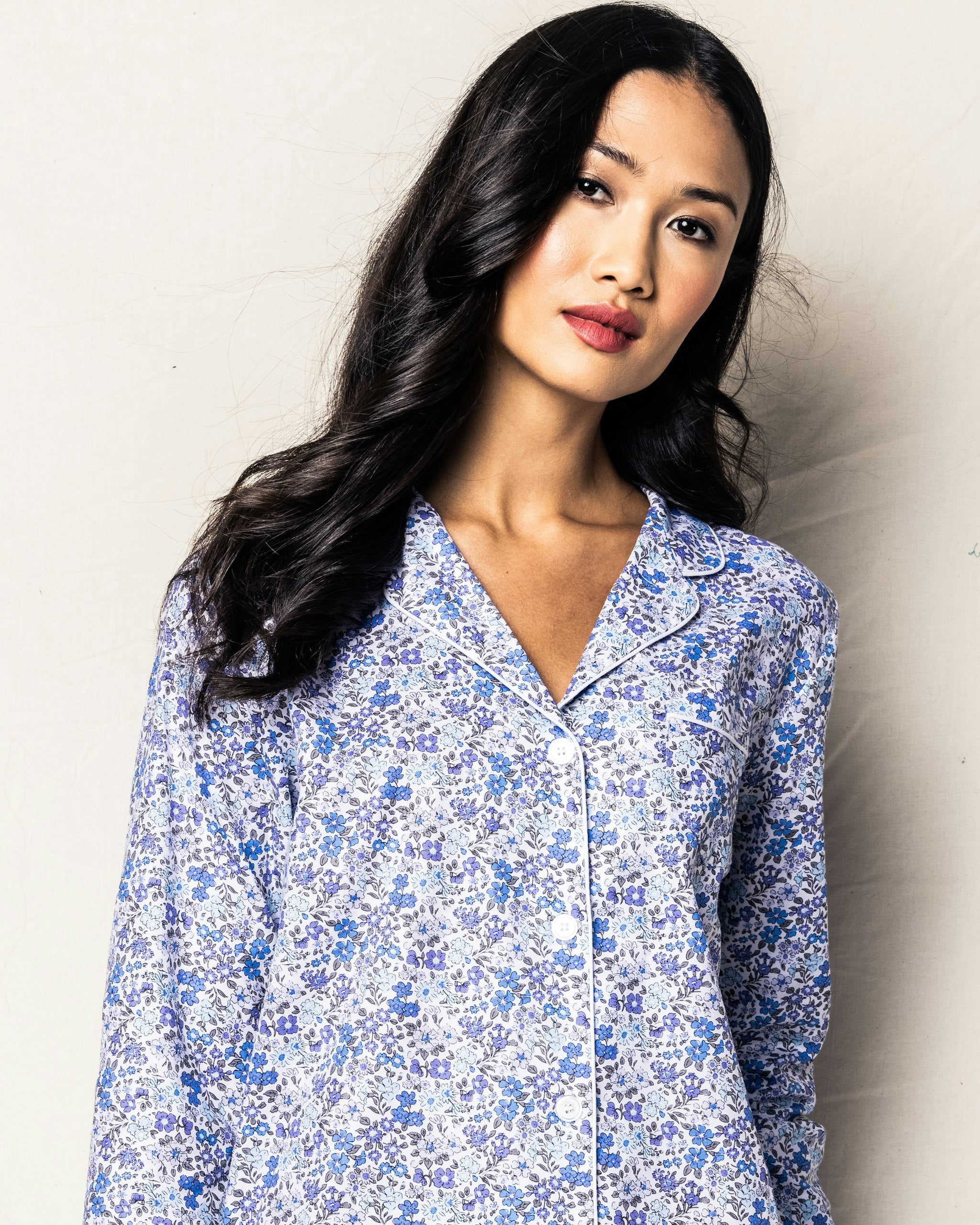 Women's Twill Long Sleeve Short Set in Fleur D'Azur in Fleur D'Azur#Colorway_Fleur D'Azur