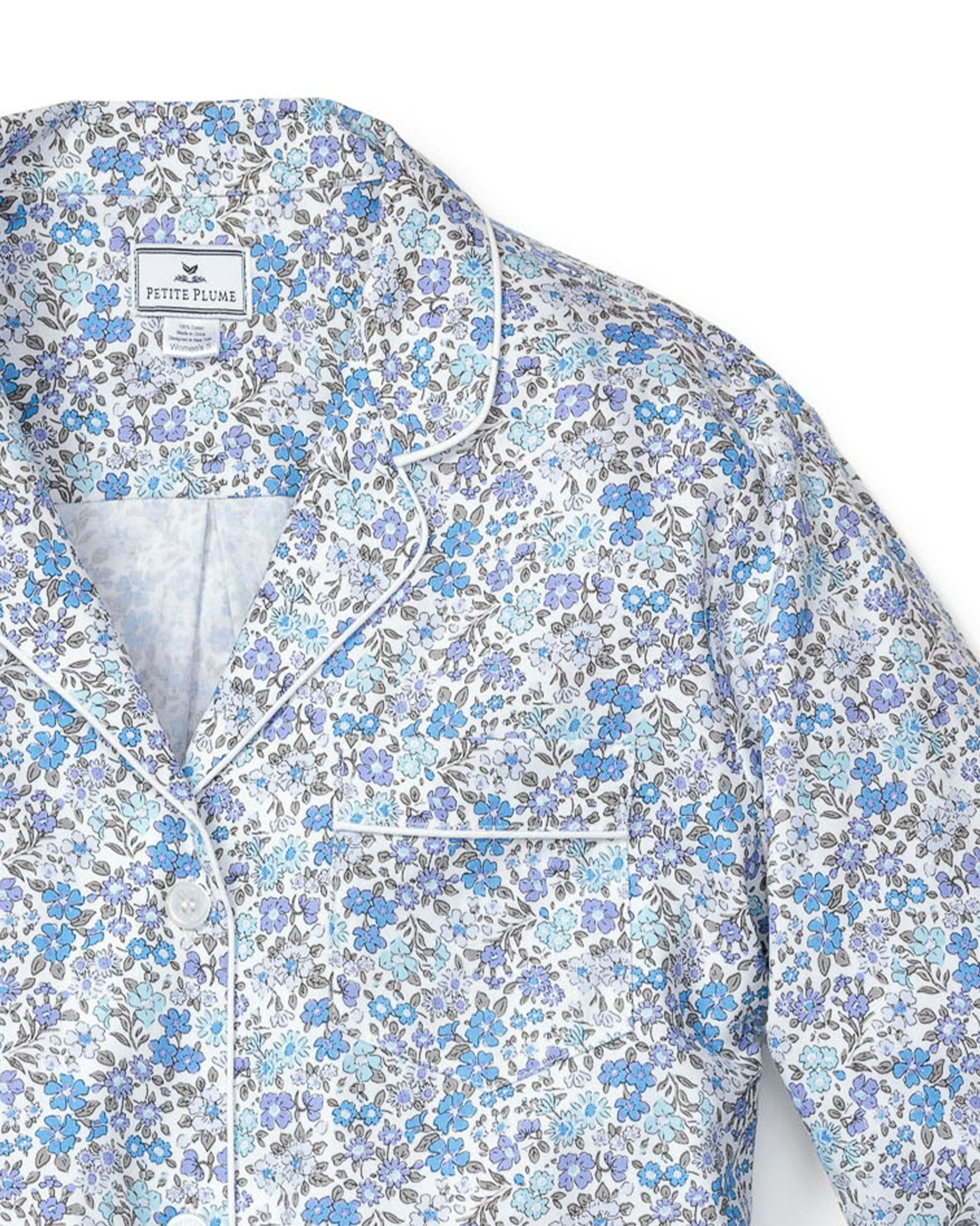 Women's Twill Long Sleeve Short Set in Fleur D'Azur in Fleur D'Azur#Colorway_Fleur D'Azur