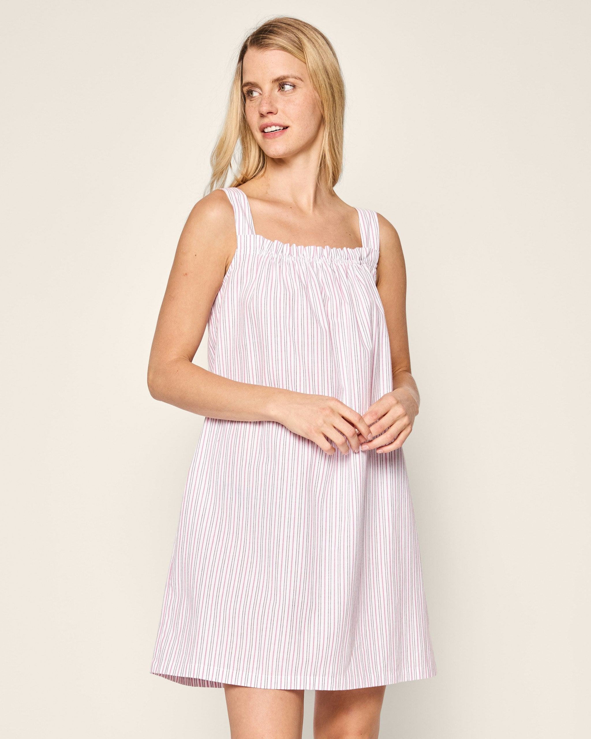 Women's Twill Annabelle Nightgown in Pink Gingham in Blush Boulevard#Color_Blush Boulevard