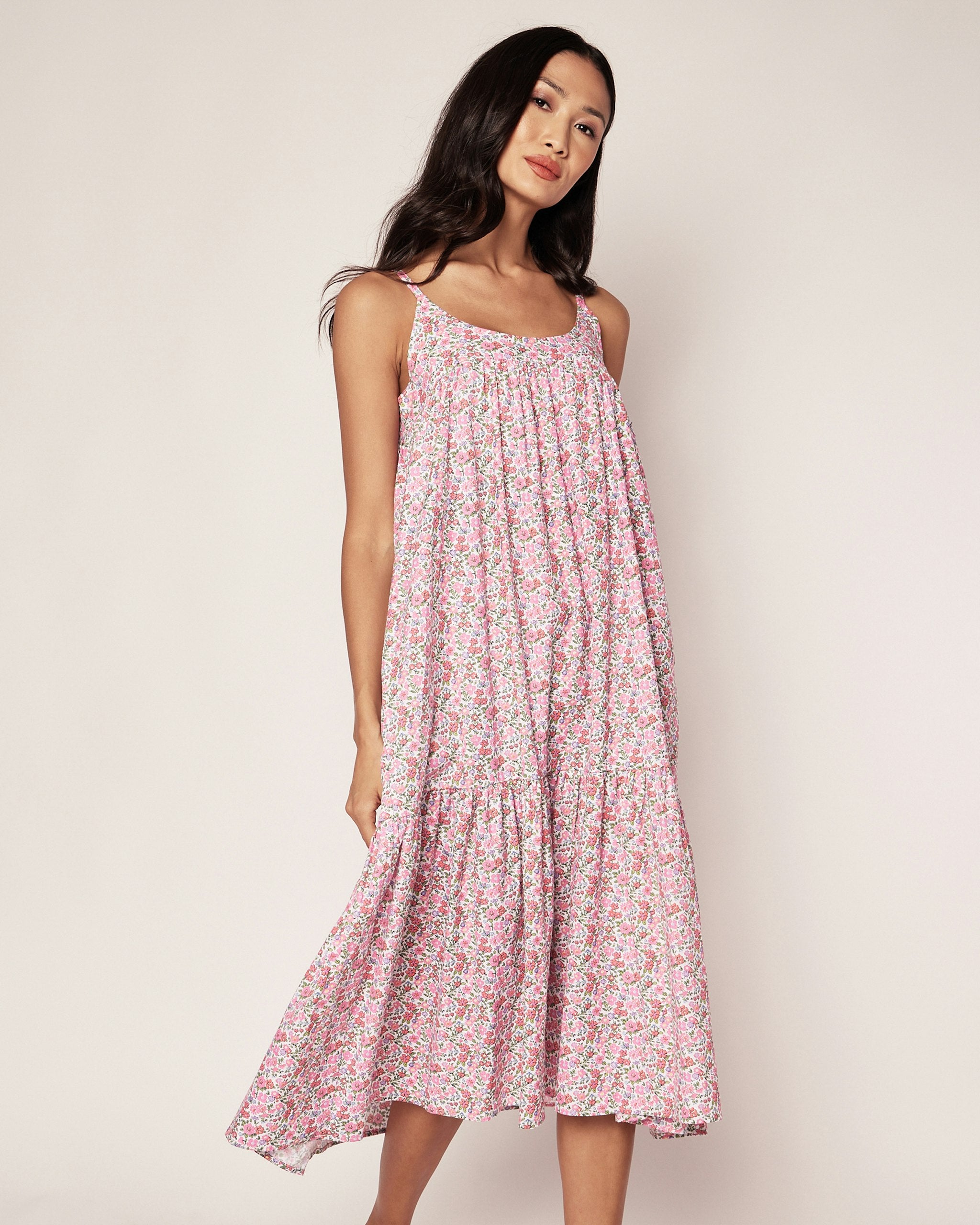 Women's Twill Chloe Nightgown in Fleurs de Rose in Fleurs de Rose#Colorway_Fleurs de Rose