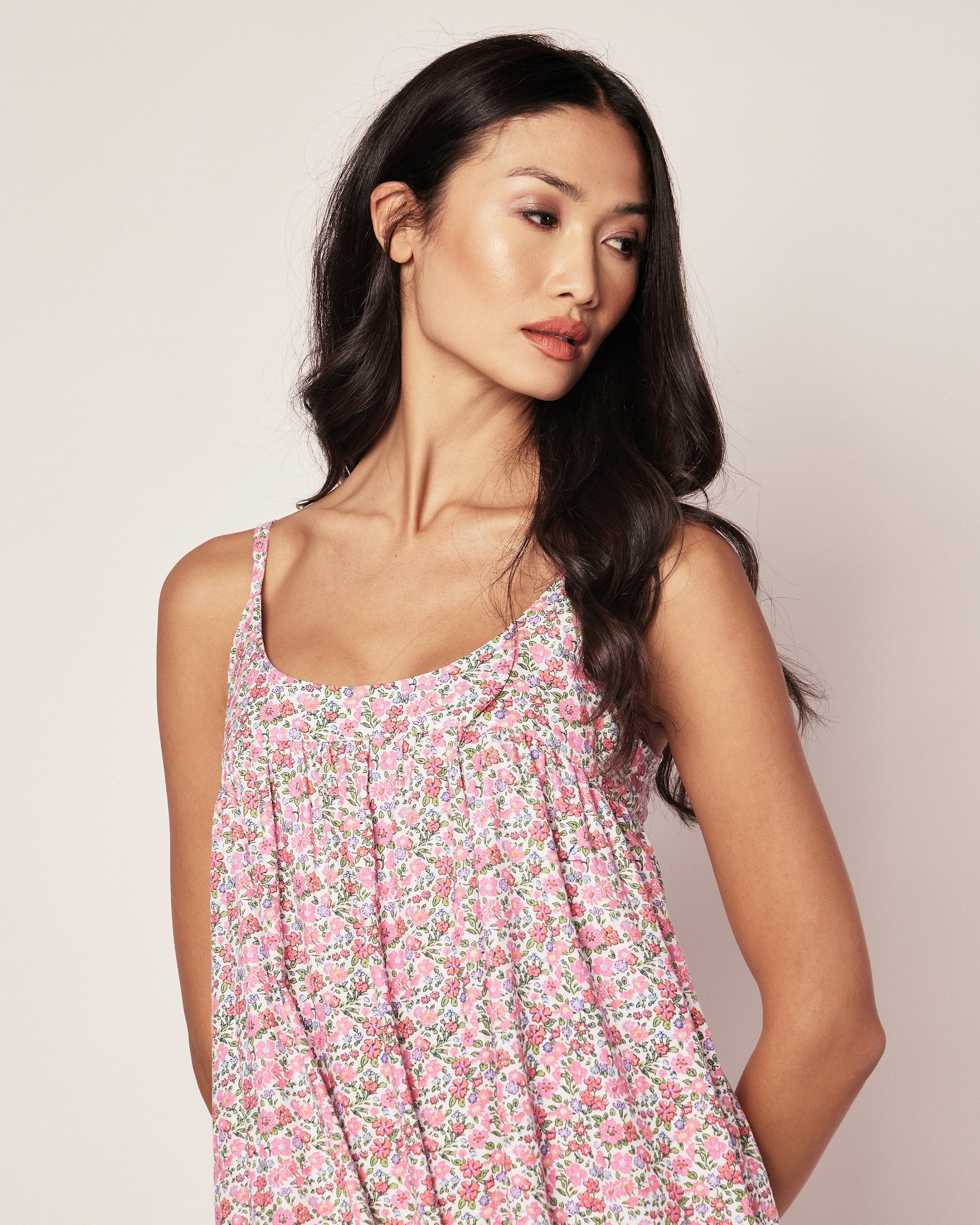 Women's Twill Chloe Nightgown in Fleurs de Rose in Fleurs de Rose#Colorway_Fleurs de Rose