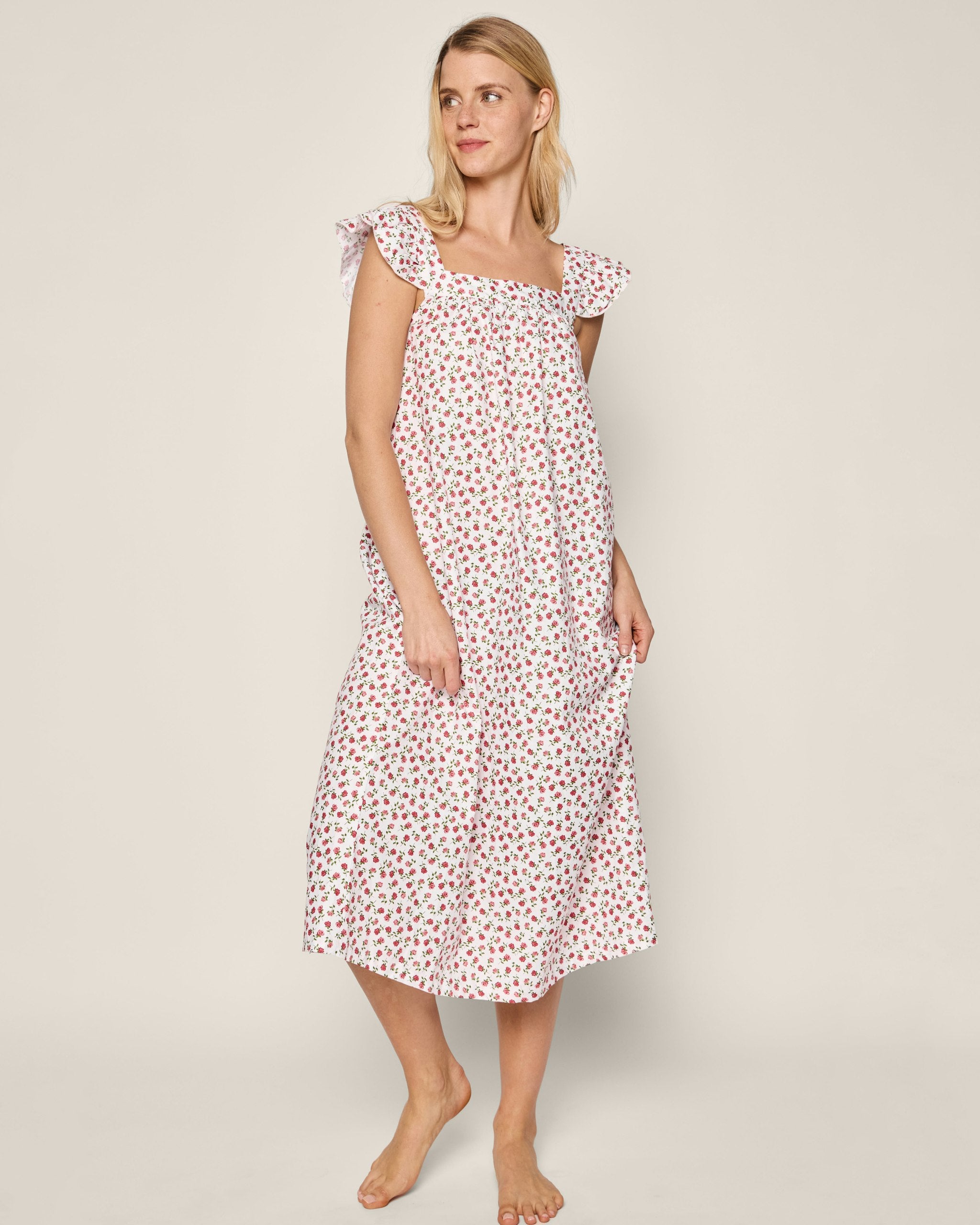 Women's Twill Clara Nightgown in Petite Petals in Petite Petals#Colorway_Petite Petals