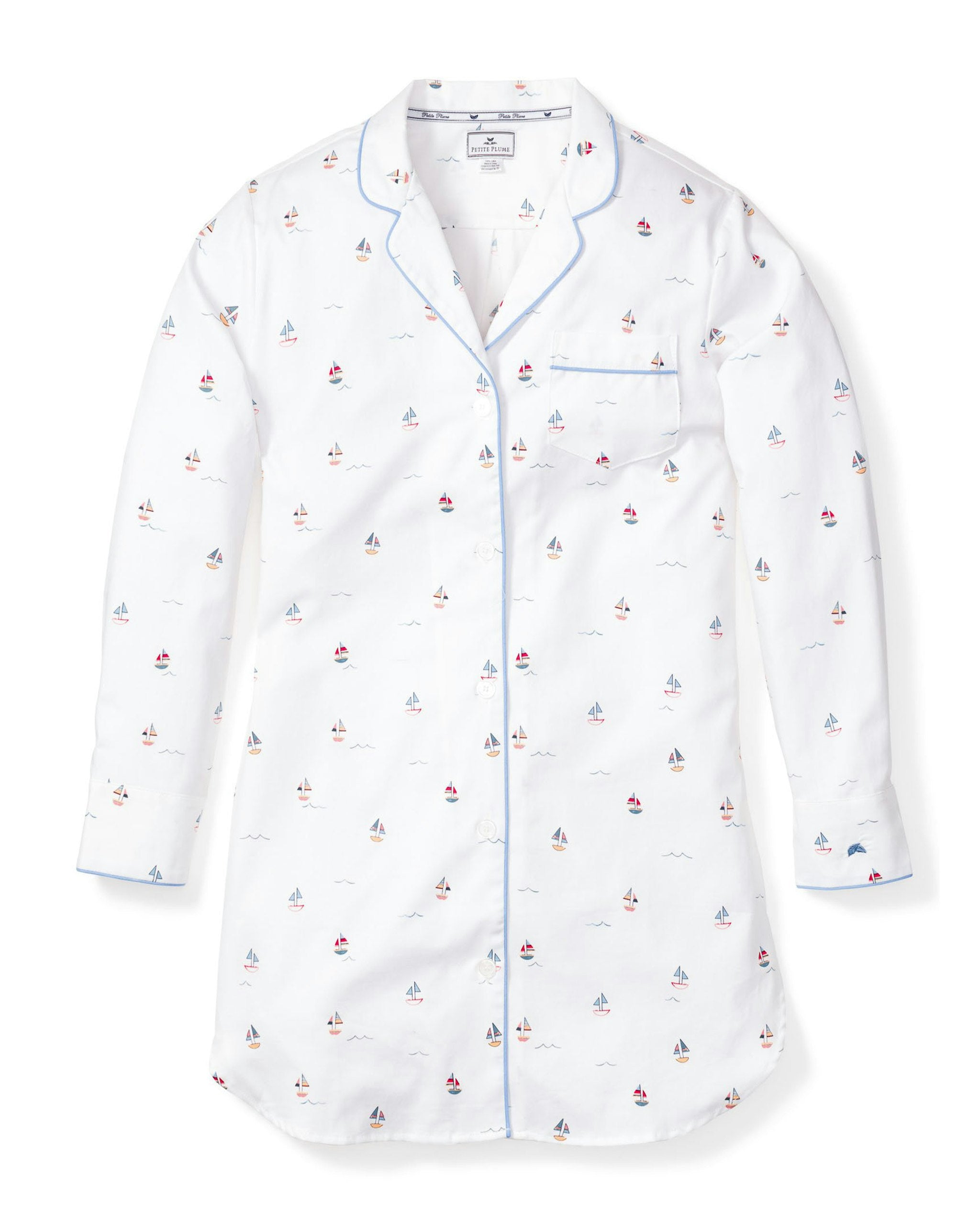 Women's Twill Nightshirt in Coastal Charms in Bateau#Color_Bateau