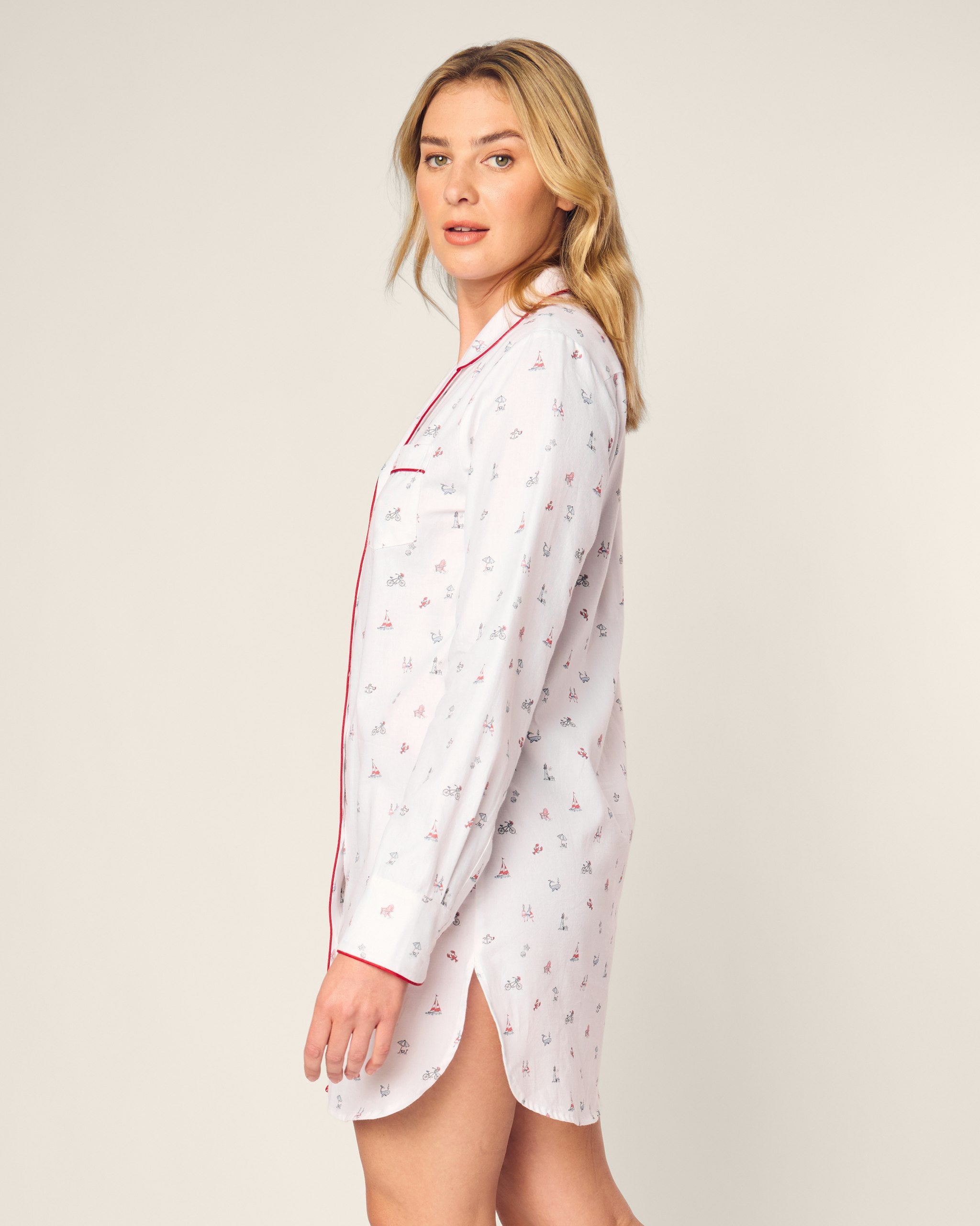 Women's Twill Nightshirt in Coastal Charms in Coastal Charms#Color_Coastal Charms