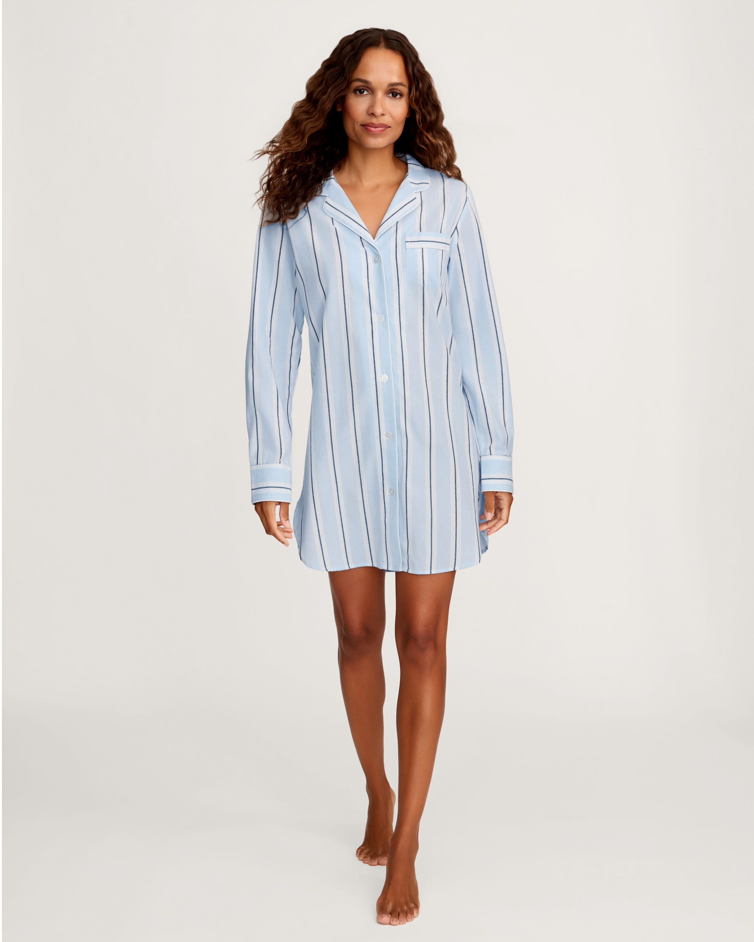 Women's Twill Nightshirt in Coastal Stripe