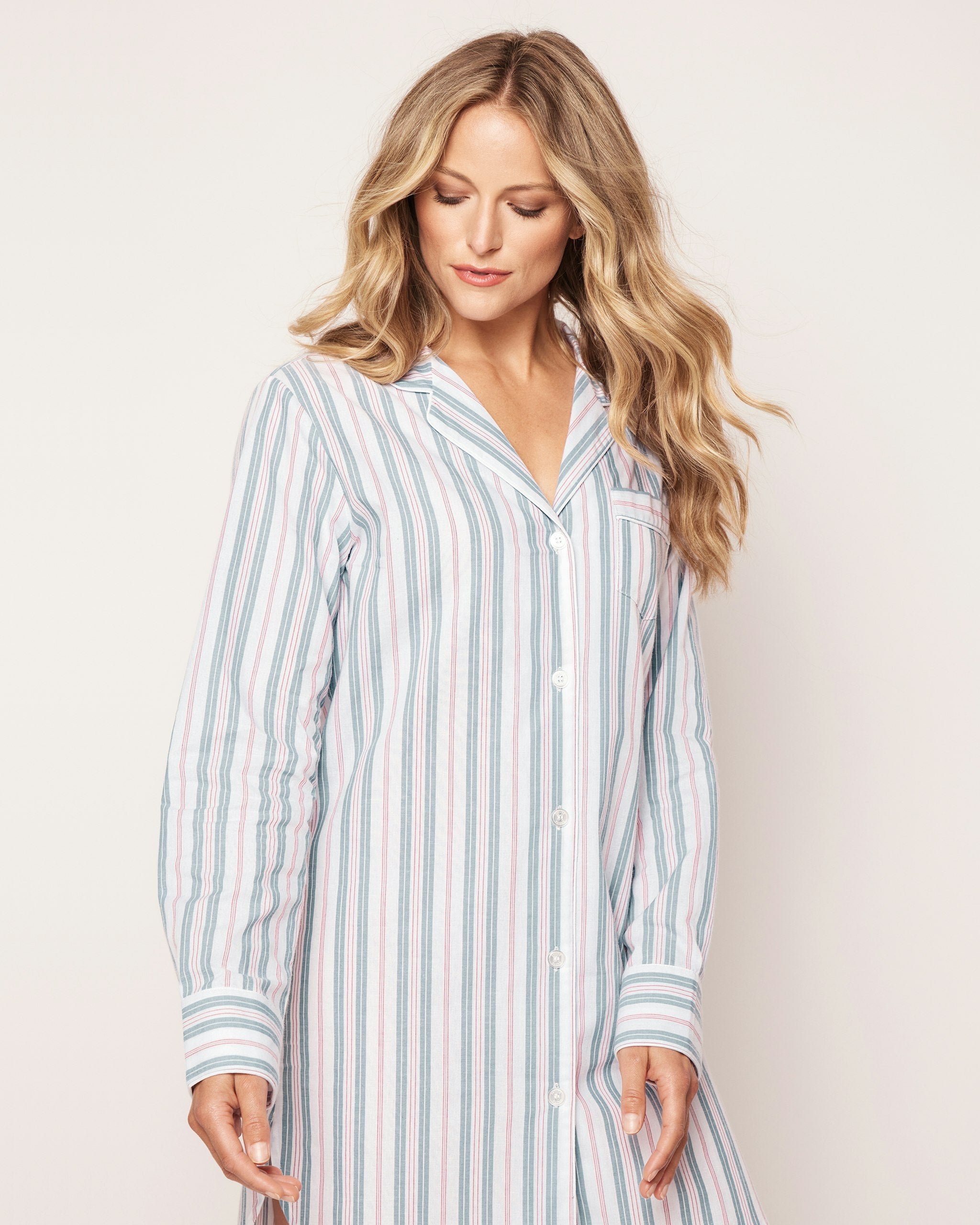 Women's Twill Nightshirt in Vintage French Stripes in Vintage French Stripes#Colorway_Vintage French Stripes
