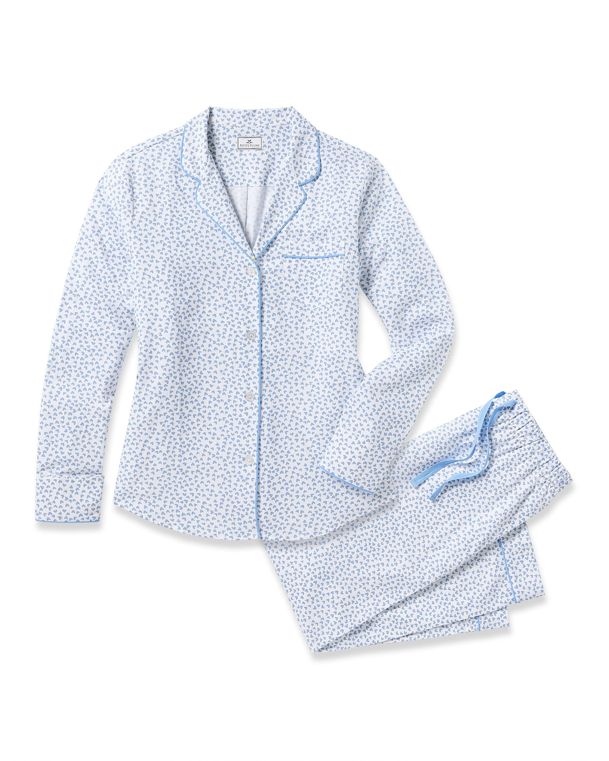 Women's Twill Pajama Set in Sweethearts in Bluehearts#Color_Bluehearts