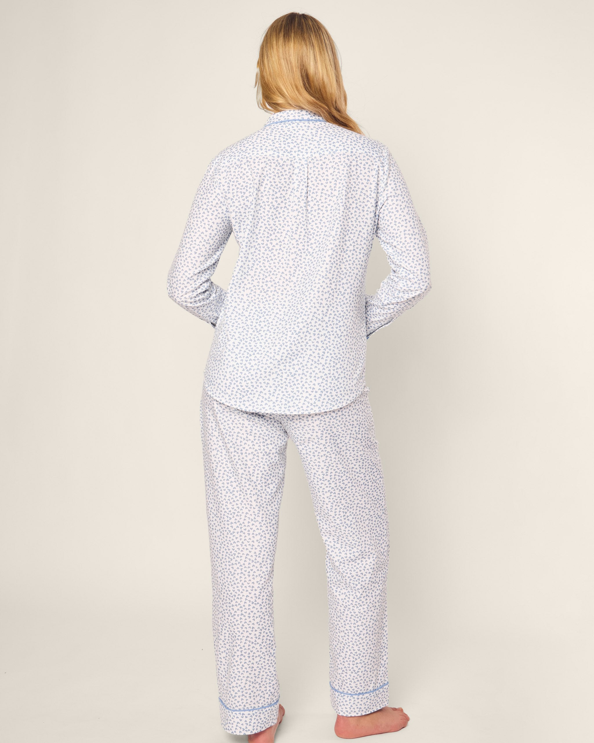 Women's Twill Pajama Set in Sweethearts in Bluehearts#Color_Bluehearts