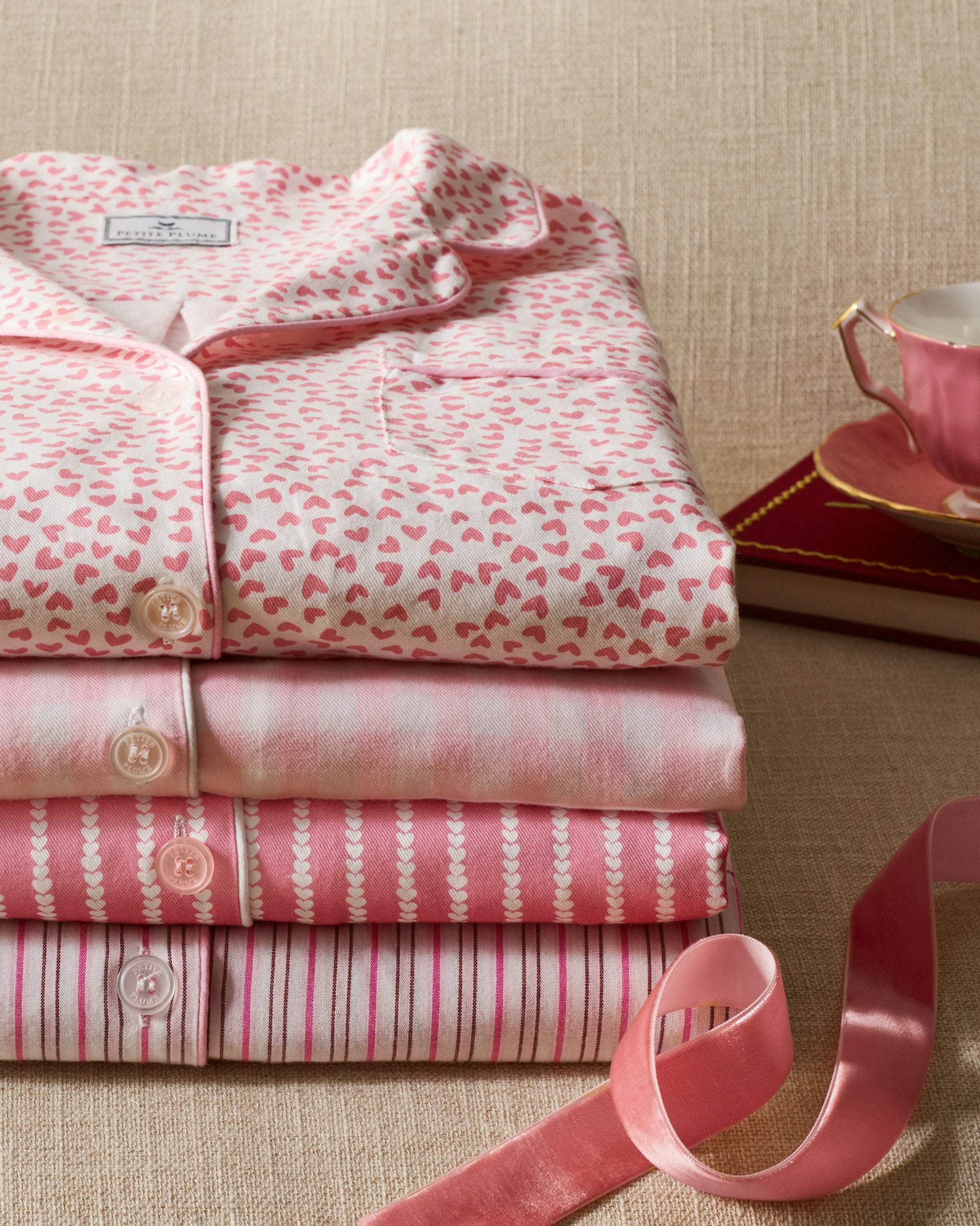 Women's Twill Pajama Set in Petite Petals in Blush Boulevard#Colorway_Blush Boulevard