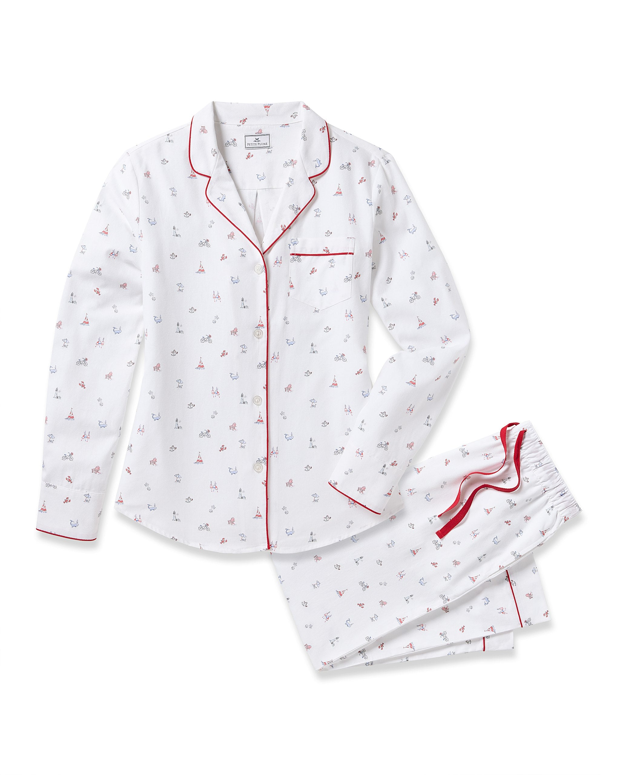 Women's Twill Pajama Set in Bateau in Coastal Charms#Color_Coastal Charms