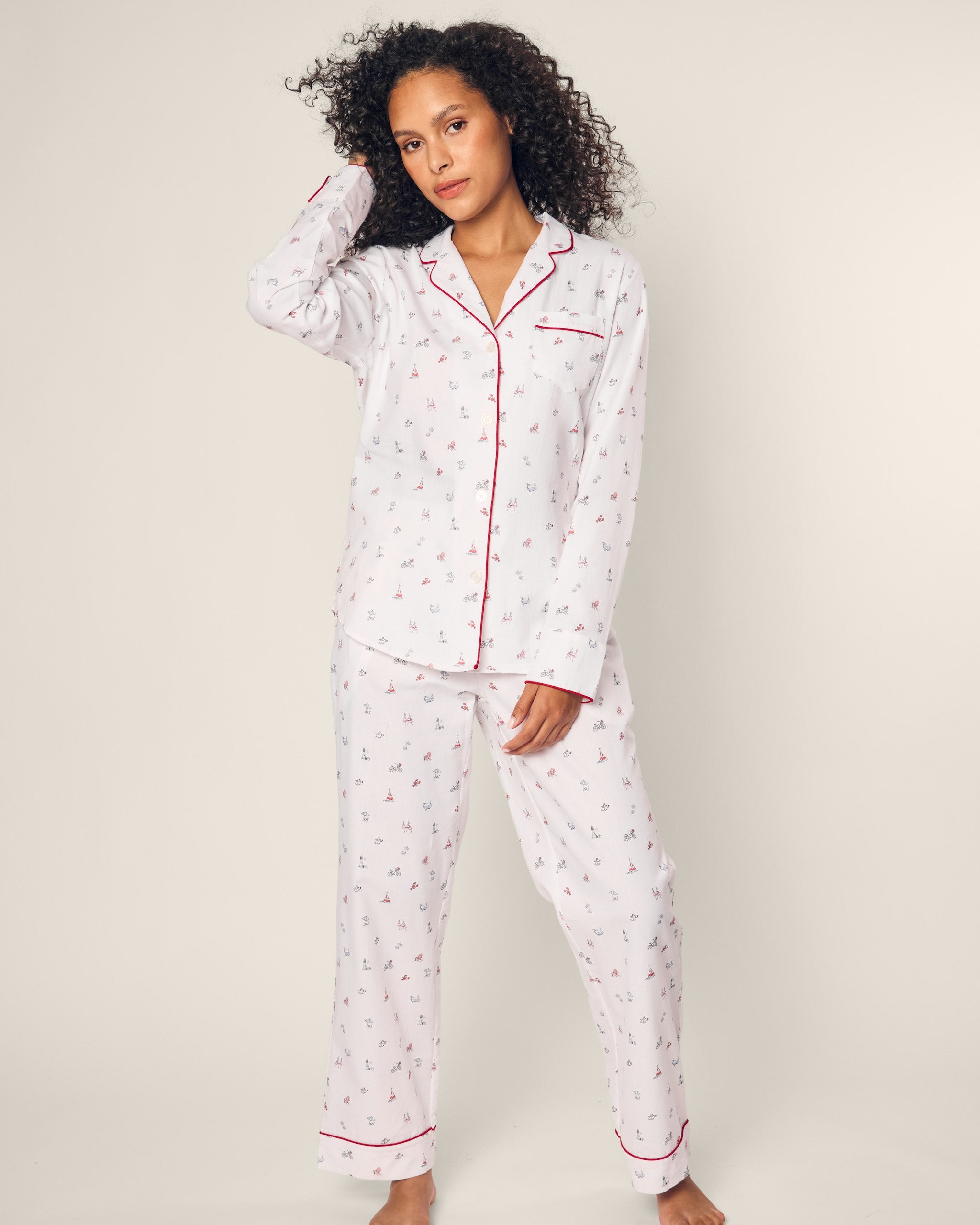Women's Twill Pajama Set in Bateau in Coastal Charms#Color_Coastal Charms