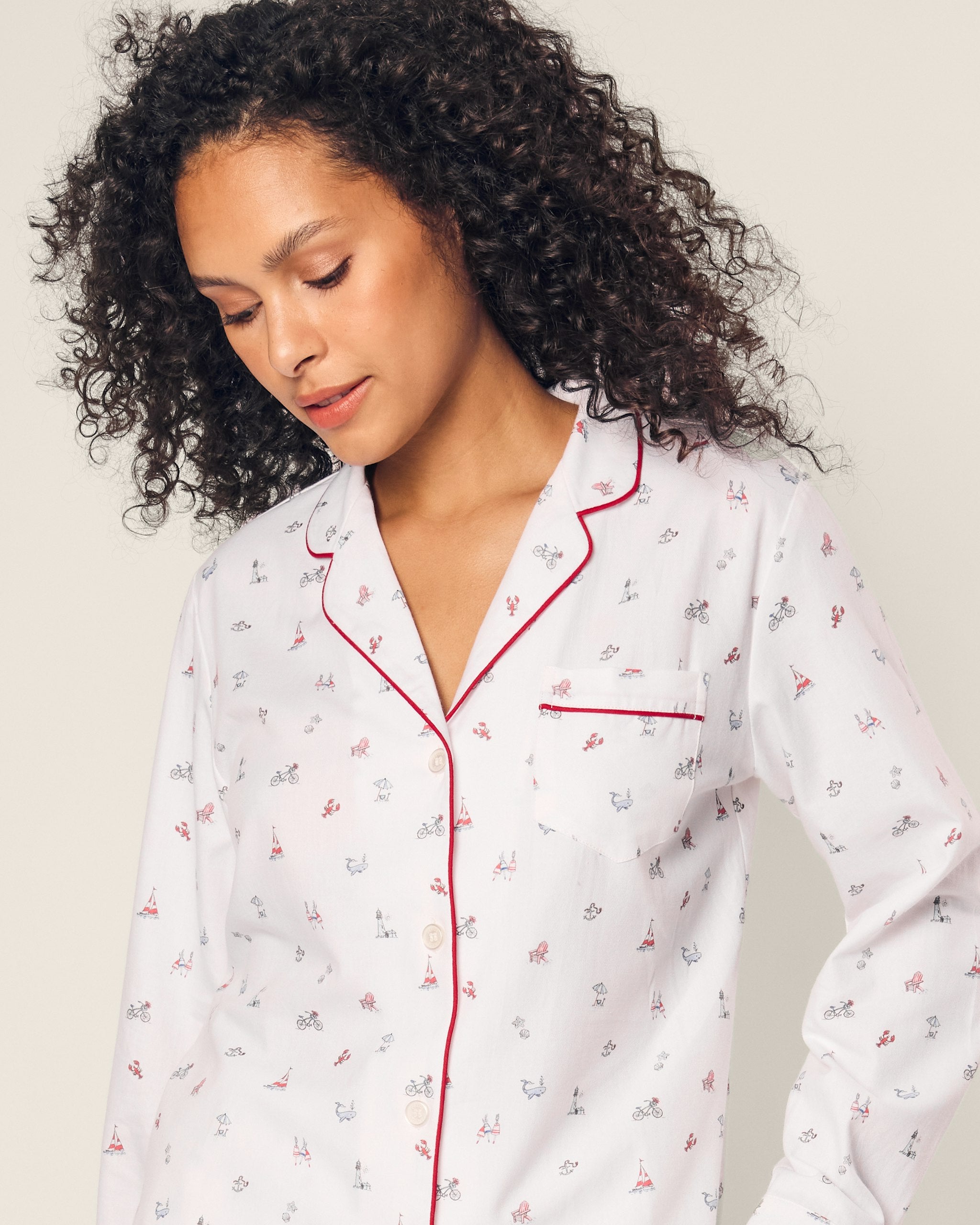 Women's Twill Pajama Set in Coastal Charms in Coastal Charms#Color_Coastal Charms
