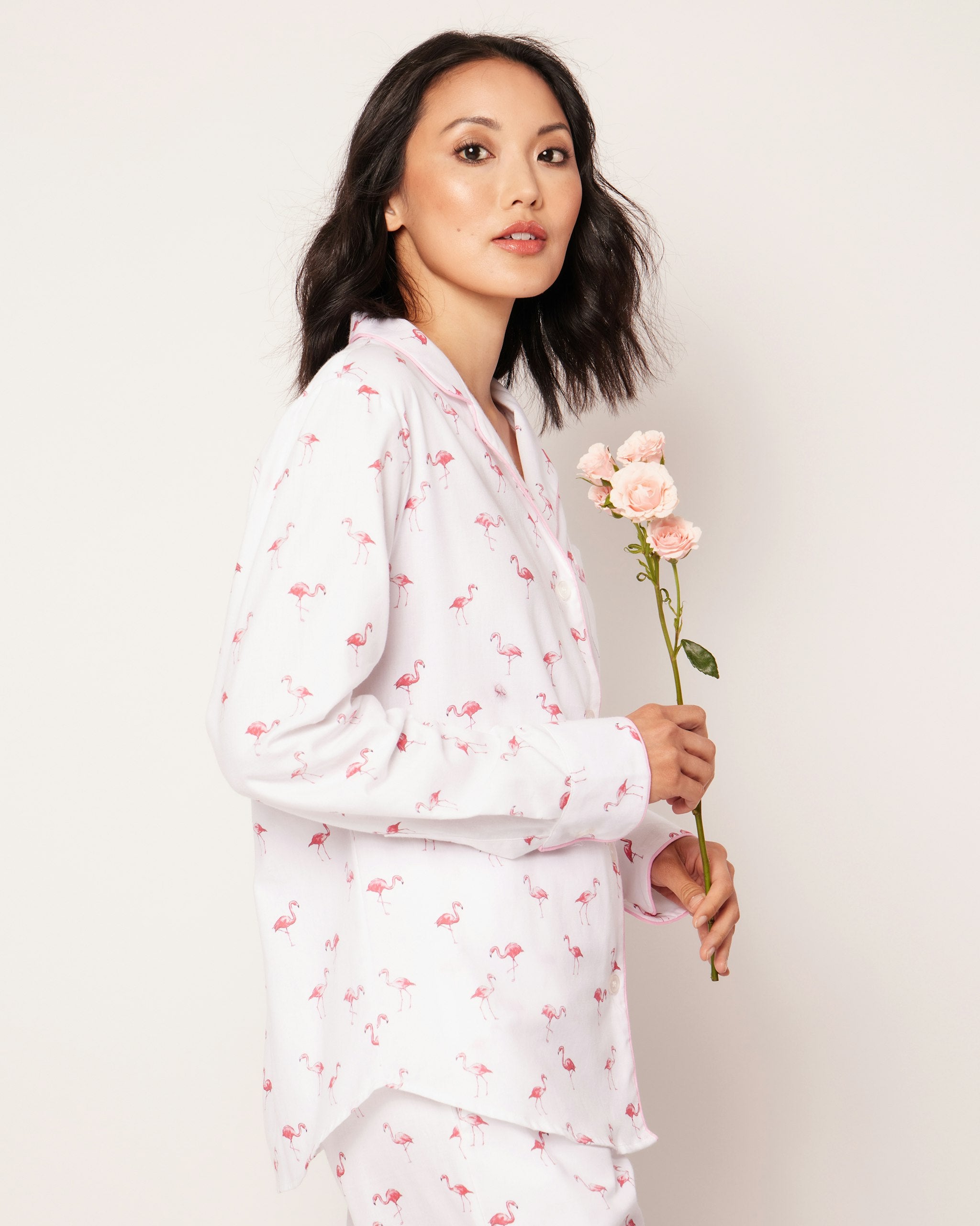 Women Twill Pajama Set in Flamingos in Flamingos#Colorway_Flamingos