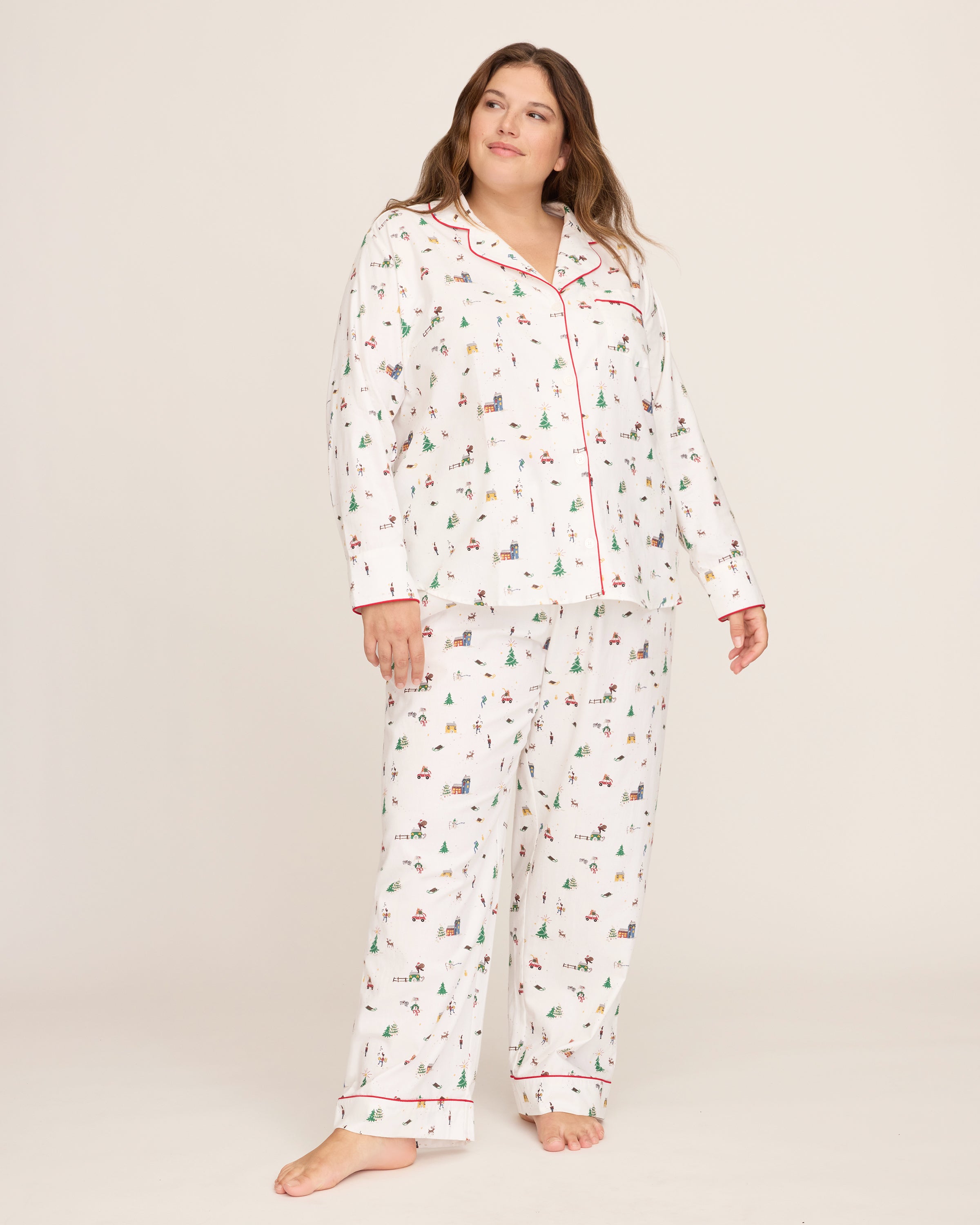 Women's Twill Pajama Set in Holiday Town