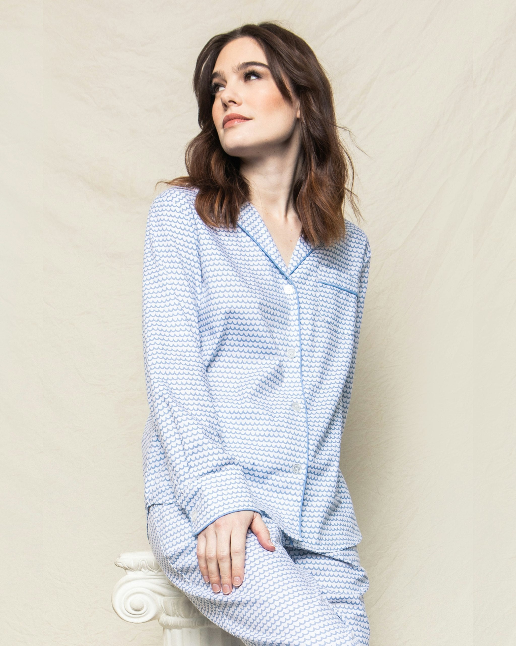 Women's Twill Pajama Set in Bateau in La Mer#Color_La Mer