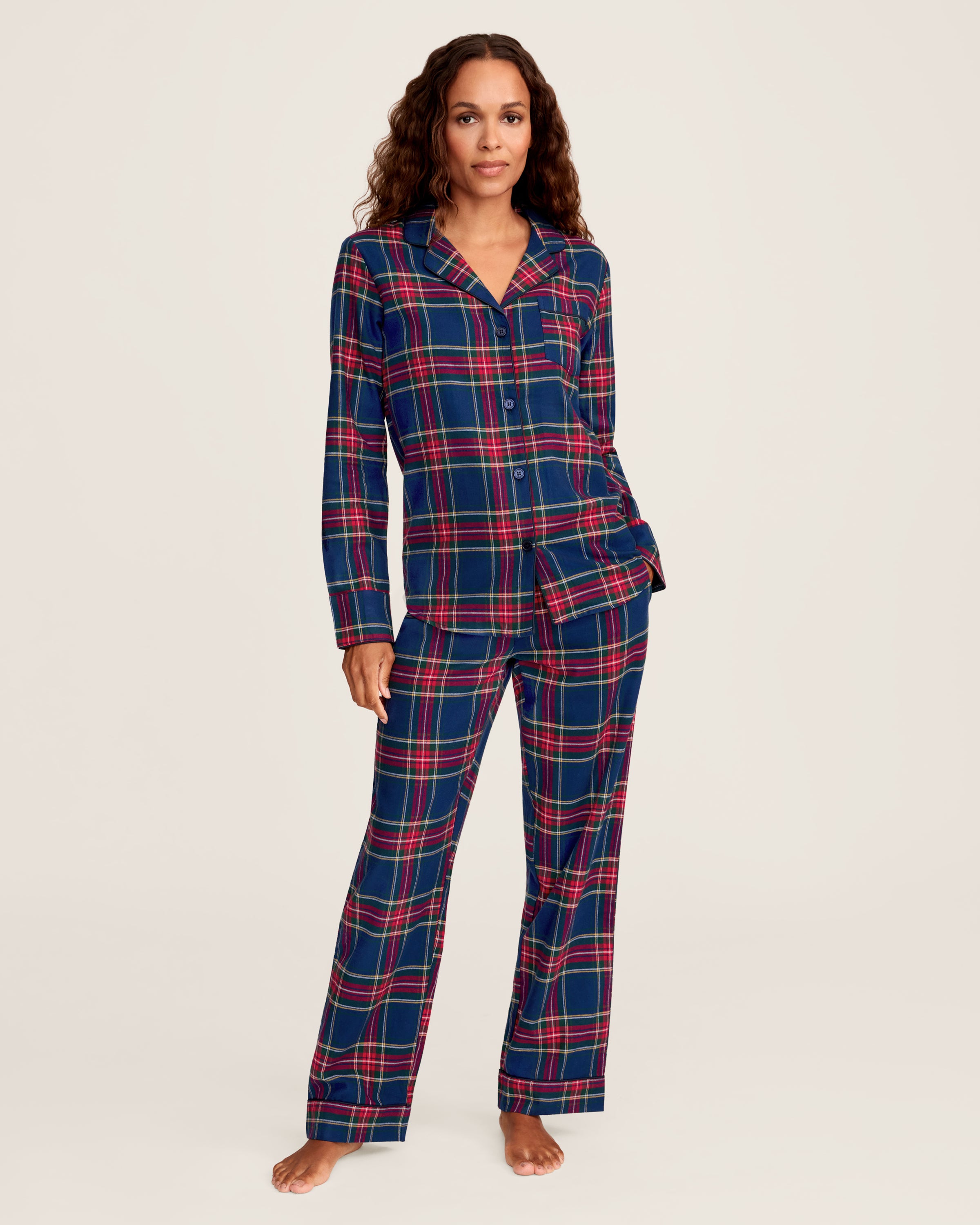 Women's Brushed Twill Pajama Set in Windsor Tartan