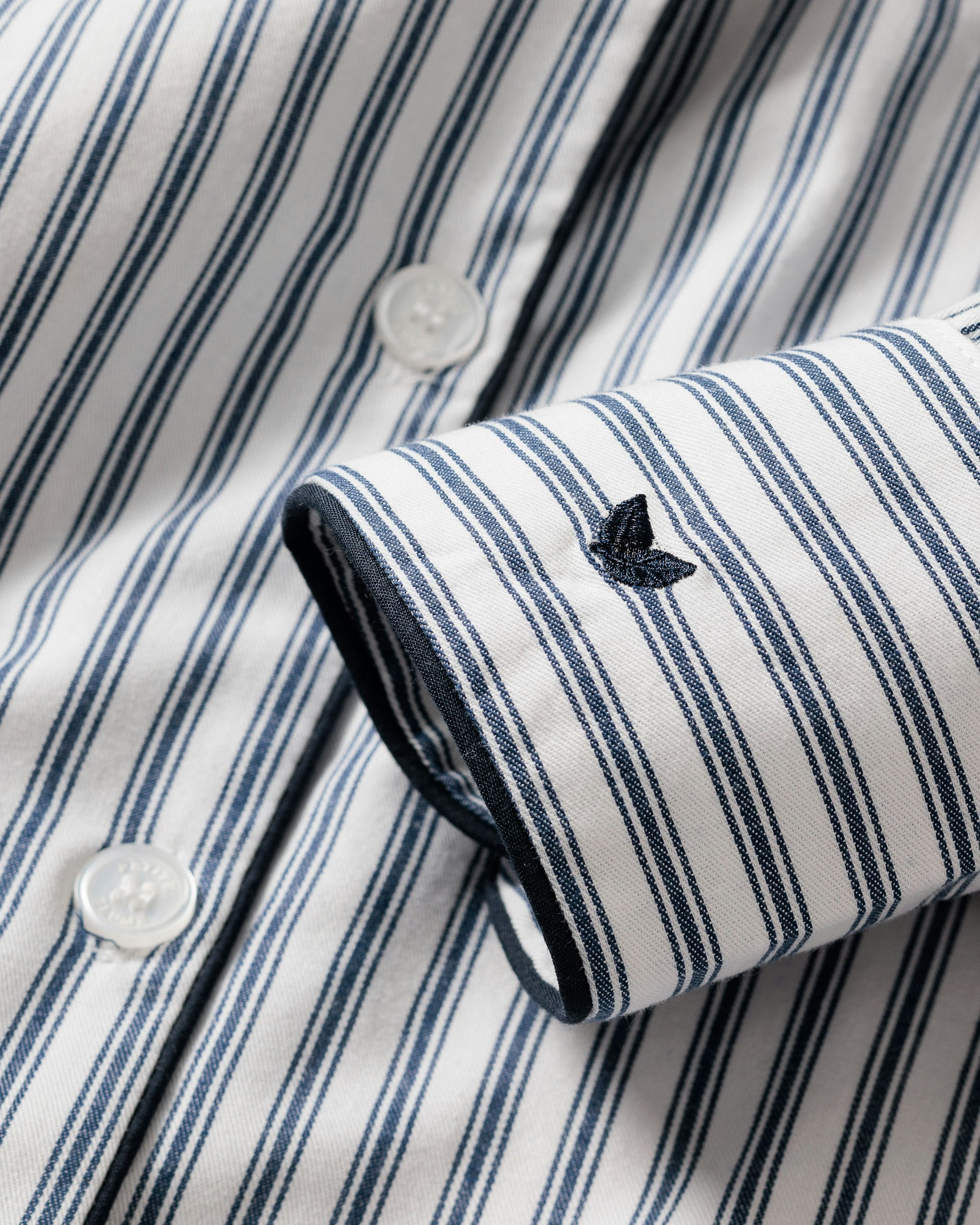 Women's Twill Pajama Set in Navy French Ticking (Copy) in Navy French Ticking#Colorway_Navy French Ticking