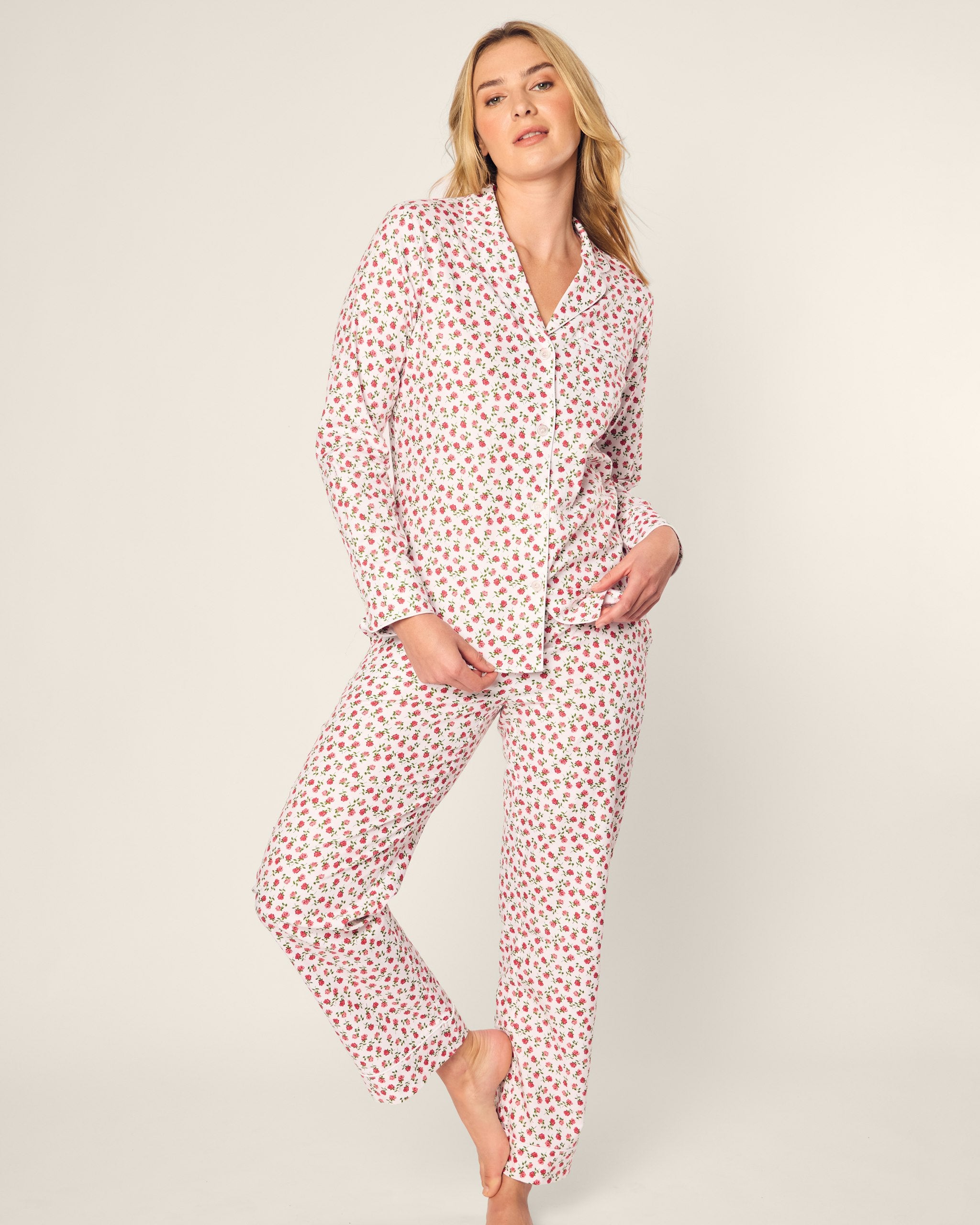 Women's Twill Pajama Set in Petite Petals in Petite Petals#Colorway_Petite Petals