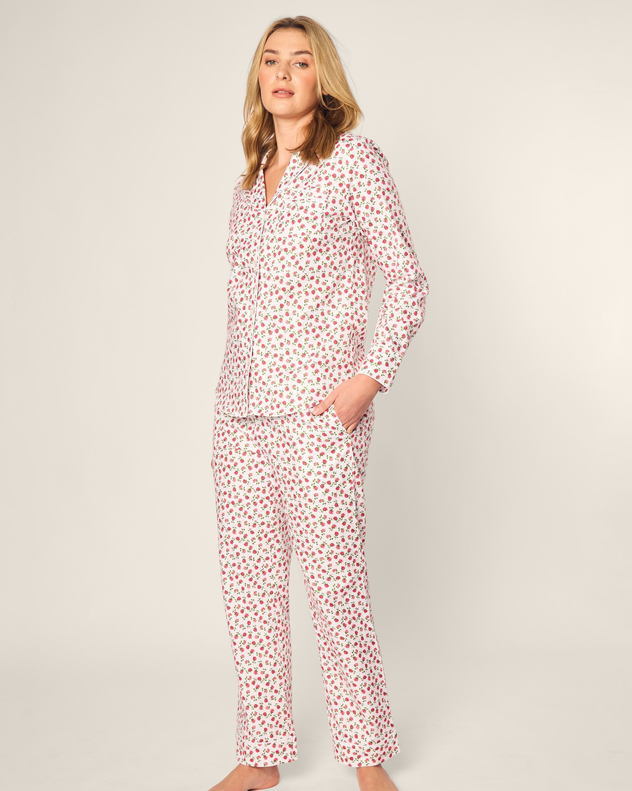 Women's Twill Pajama Set in Petite Petals in Petite Petals#Colorway_Petite Petals