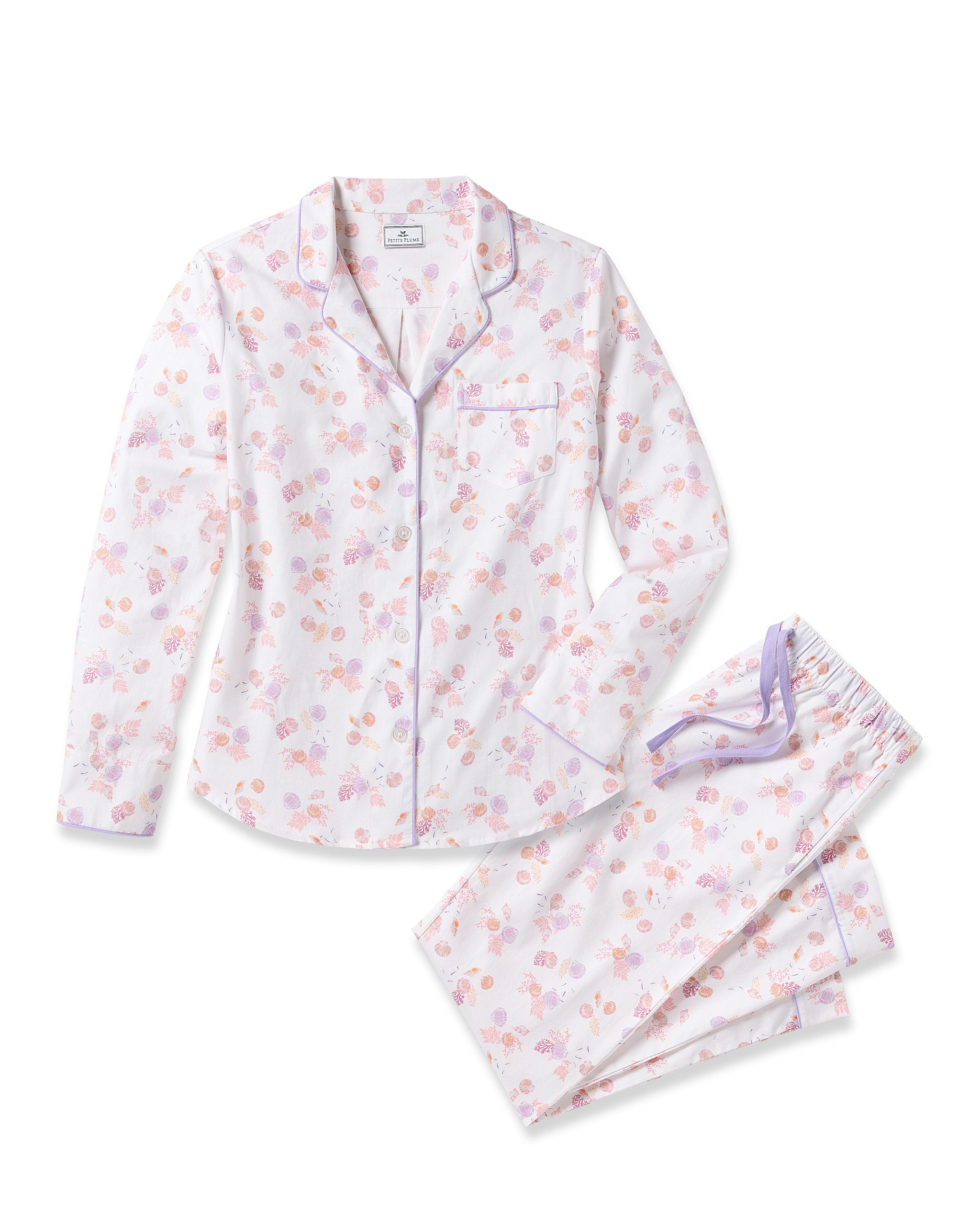 Women's Twill Pajama Set in Bateau in Seashell Splendor#Color_Seashell Splendor