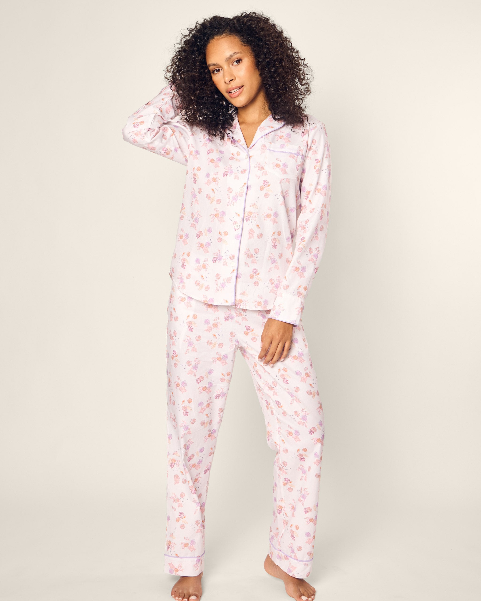 Women's Twill Pajama Set in Bateau in Seashell Splendor#Color_Seashell Splendor