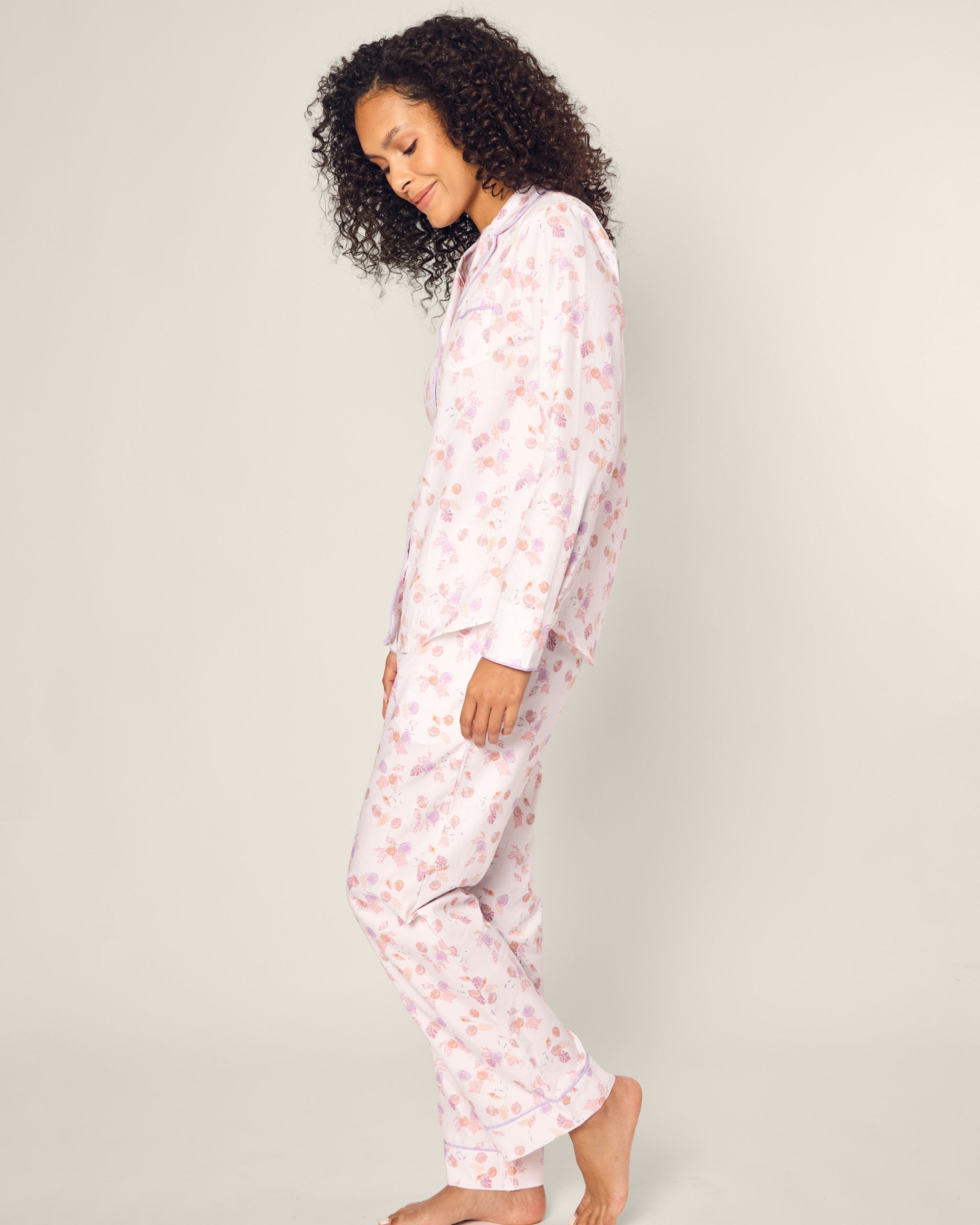 Women's Twill Pajama Set in Bateau in Seashell Splendor#Color_Seashell Splendor