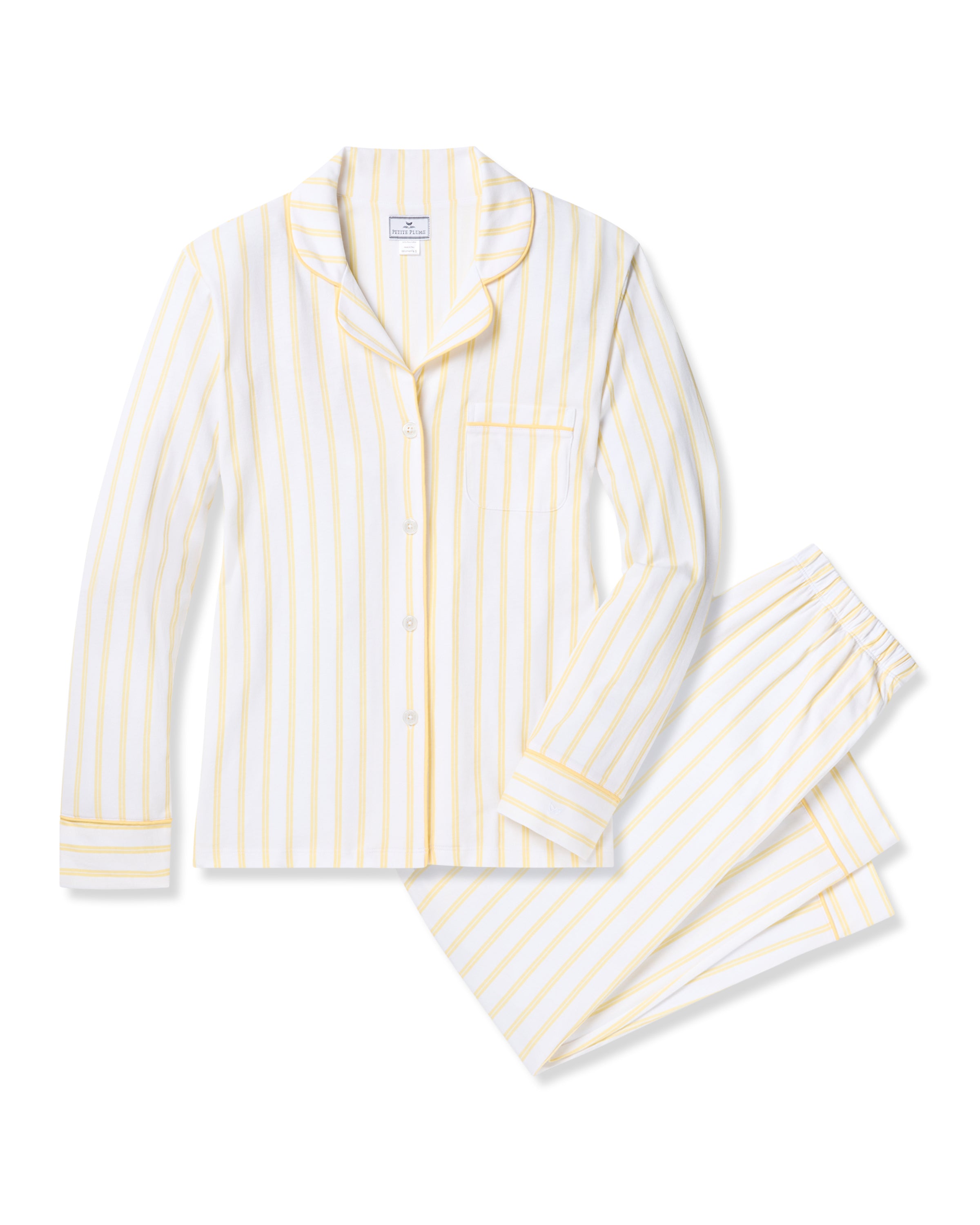 Women's Pima Pajama Set in Periwinkle Stripe in Sunny Stripe#Color_Sunny Stripe