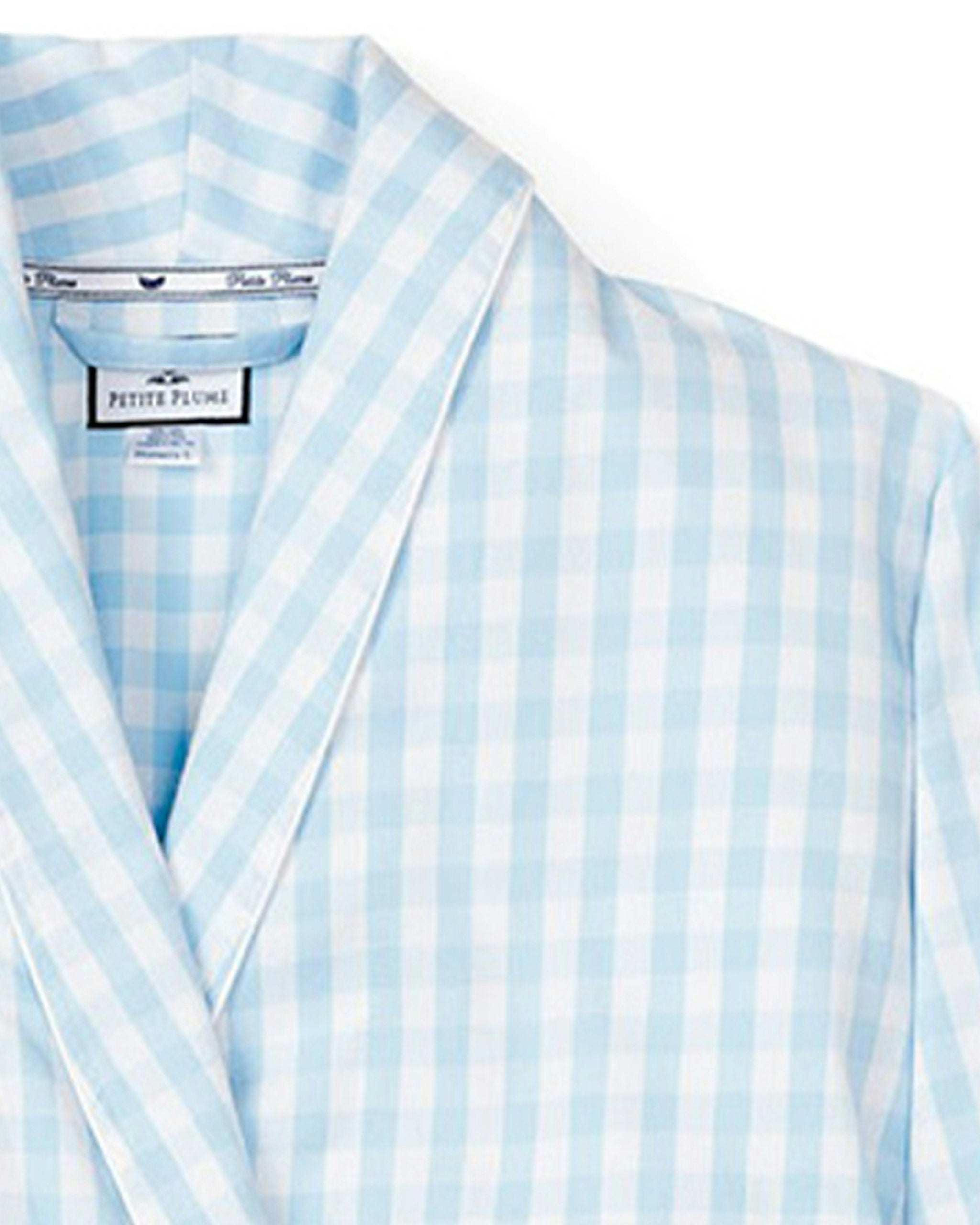 Women's Twill Robe in Light Blue Gingham in Light Blue Gingham#Color_Light Blue Gingham