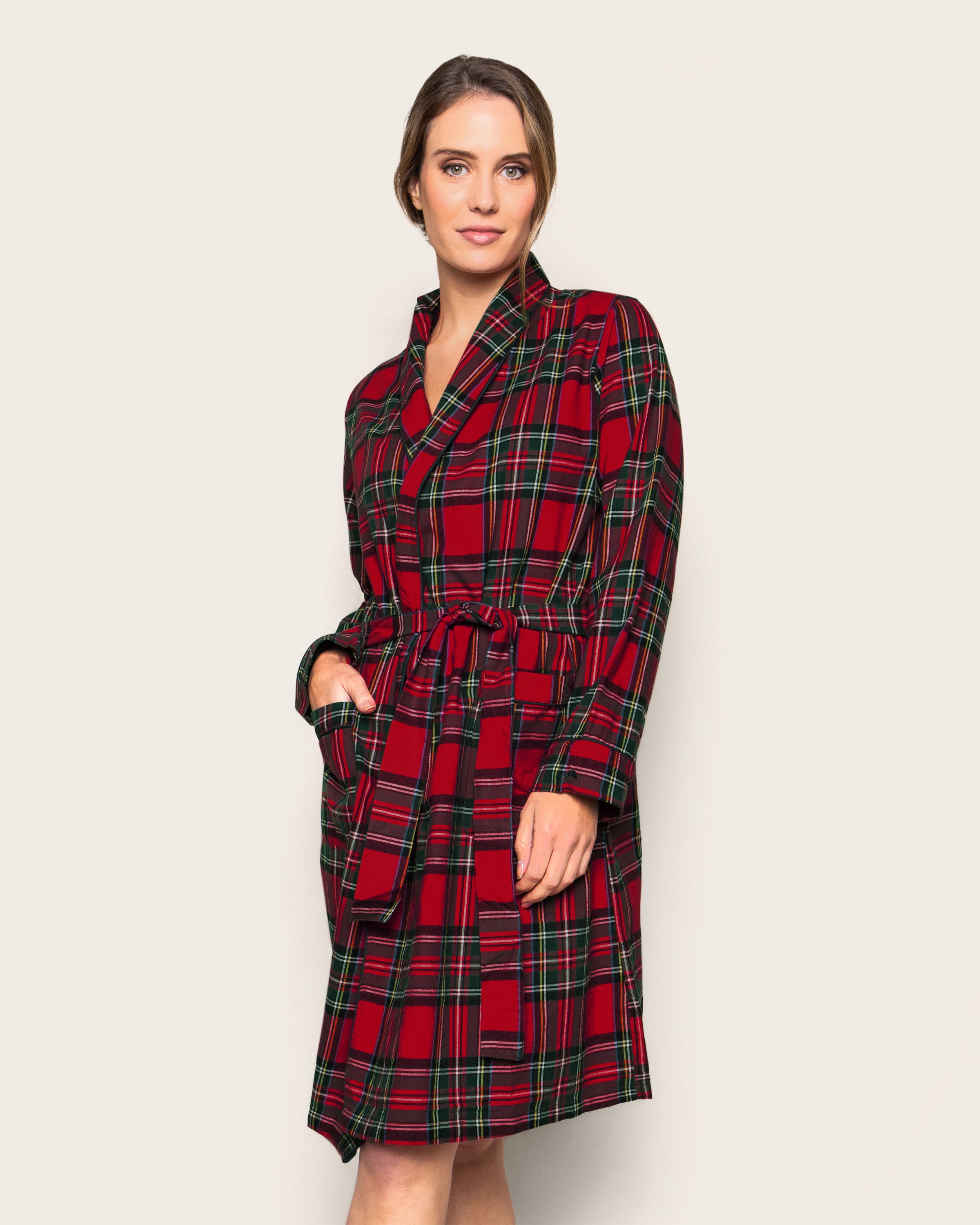 Women's Brushed Twill Robe in Imperial Tartan