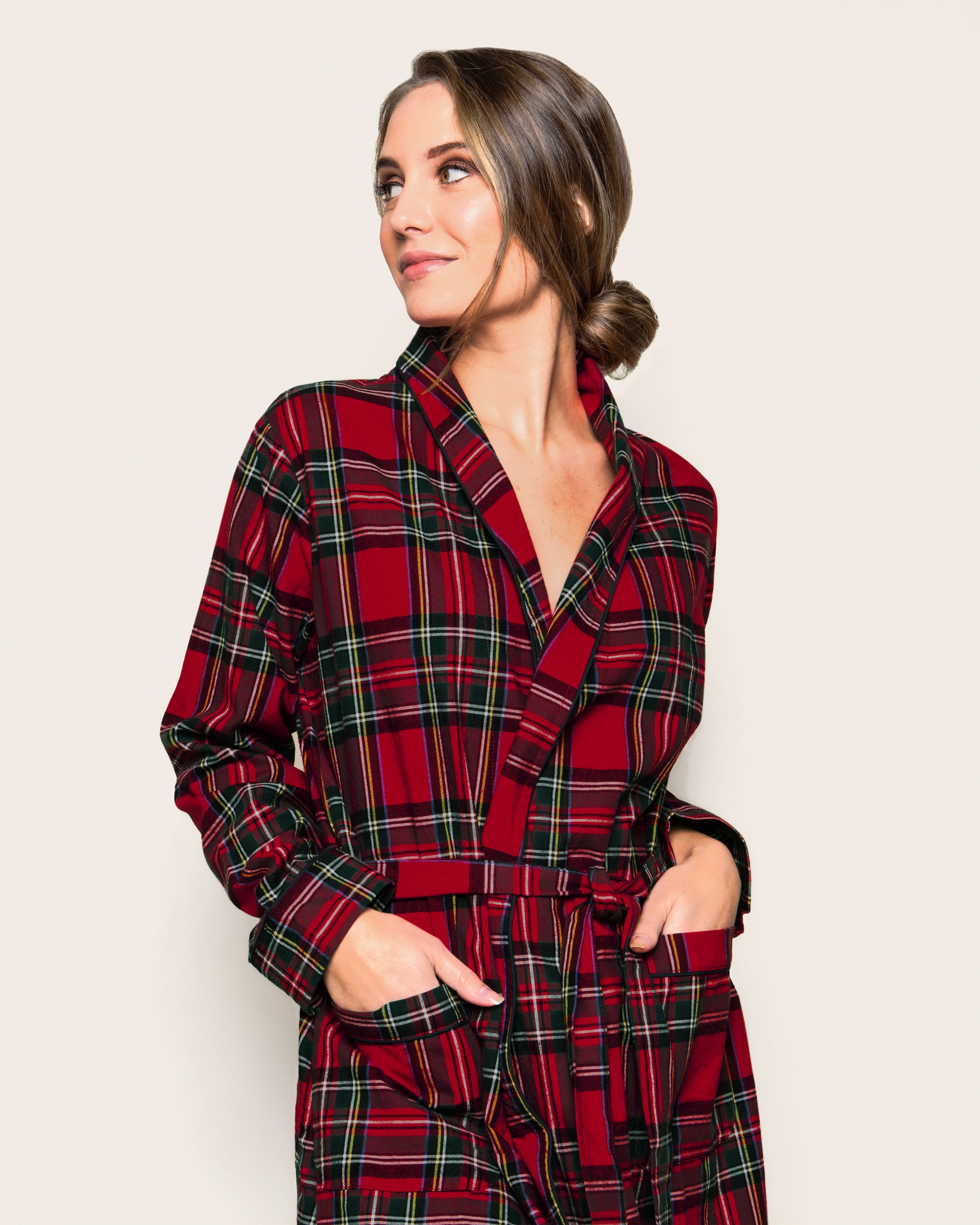Women's Brushed Twill Robe in Imperial Tartan