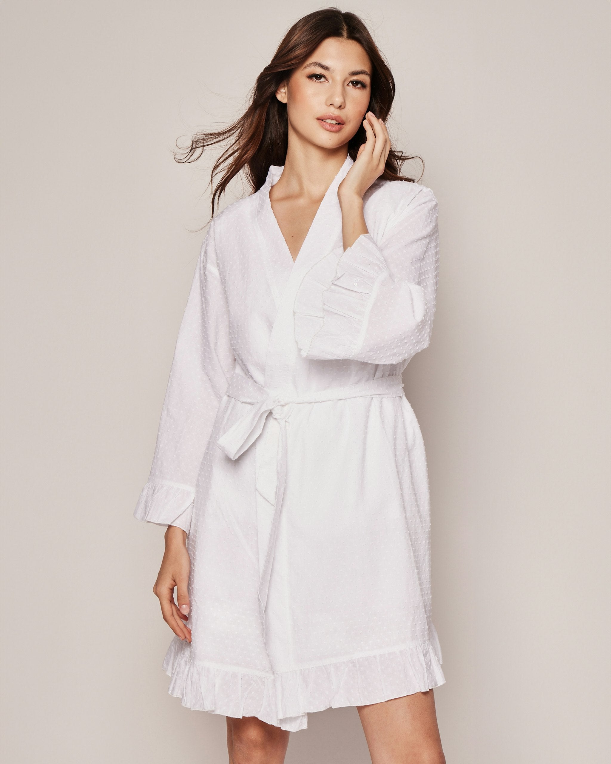 Women's Swiss Dots Robe in White in Swiss Dots#Colorway_Swiss Dots