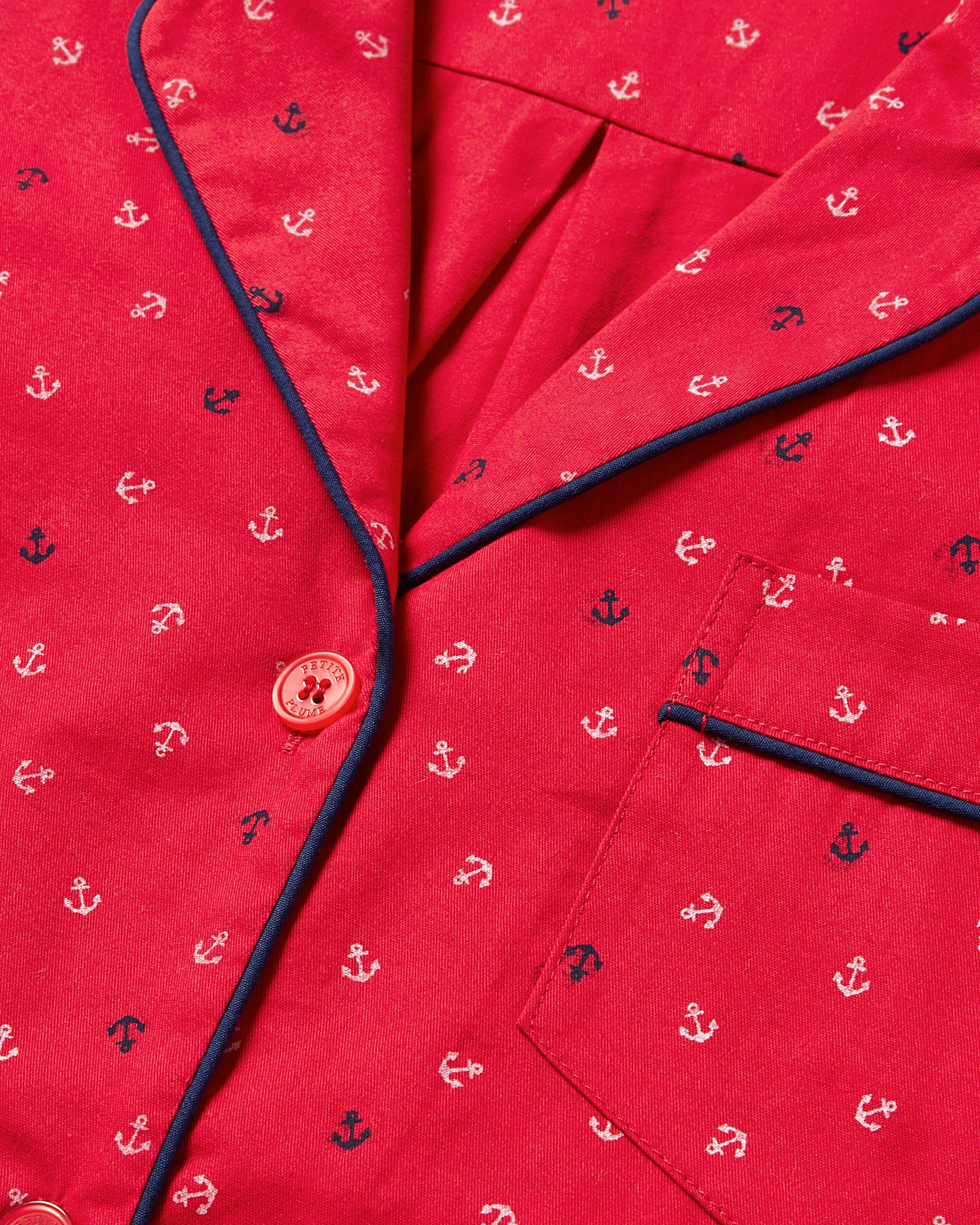 Women's Twill Short Sleeve Short Set in Seashell Splendor in Anchors Away#Color_Anchors Away