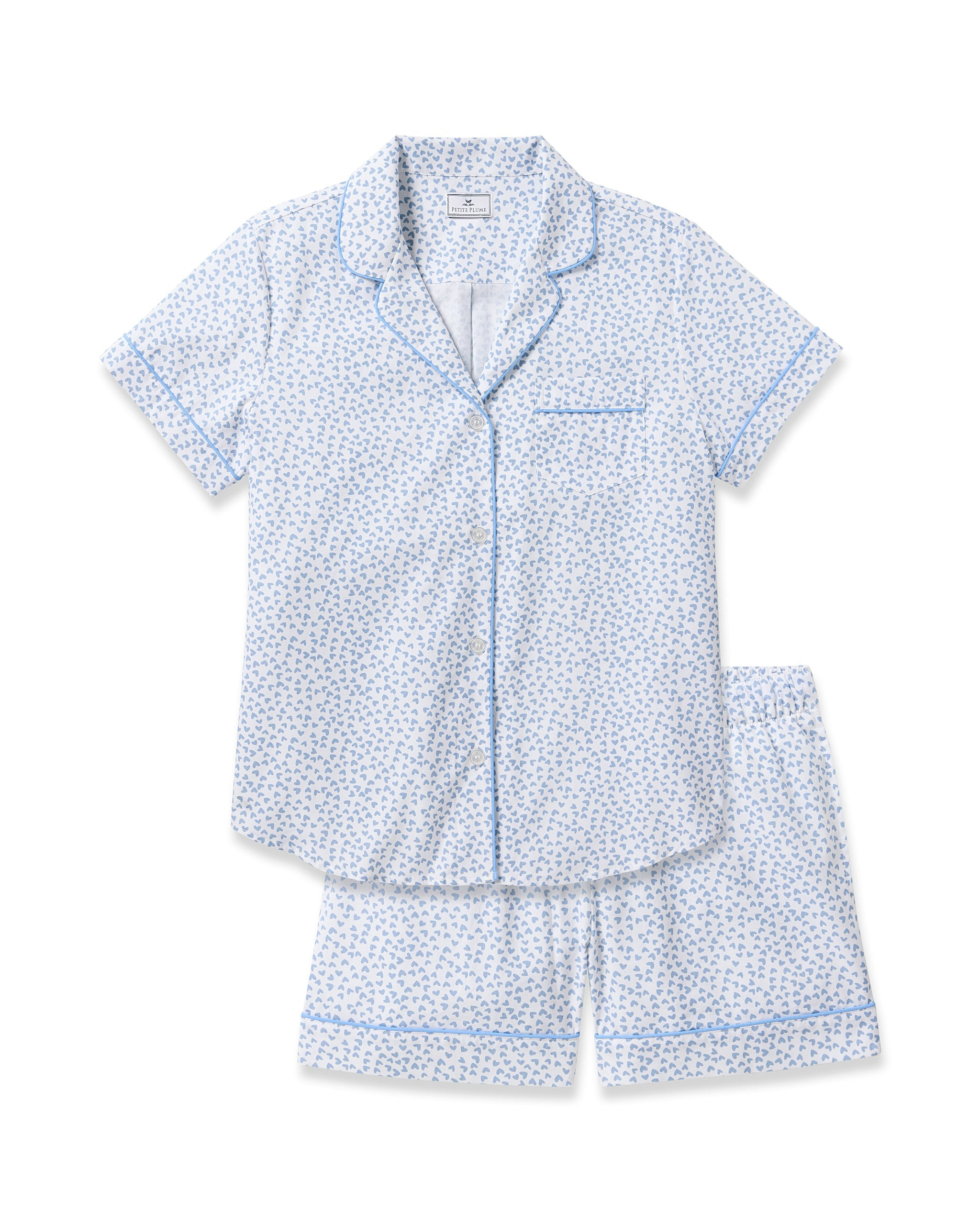 Women's Twill Short Sleeve Short Set in Bluehearts in Bluehearts#Colorway_Bluehearts