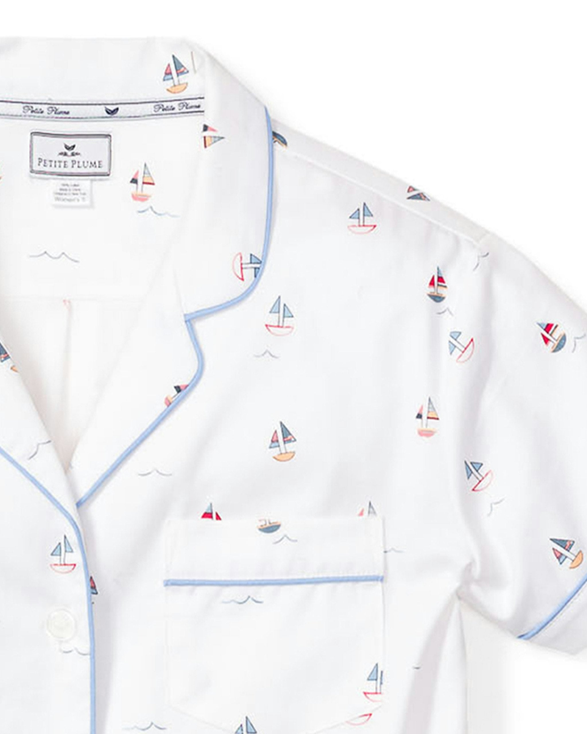 Women's Twill Short Sleeve Short Set in Coastal Charms in Bateau#Color_Bateau