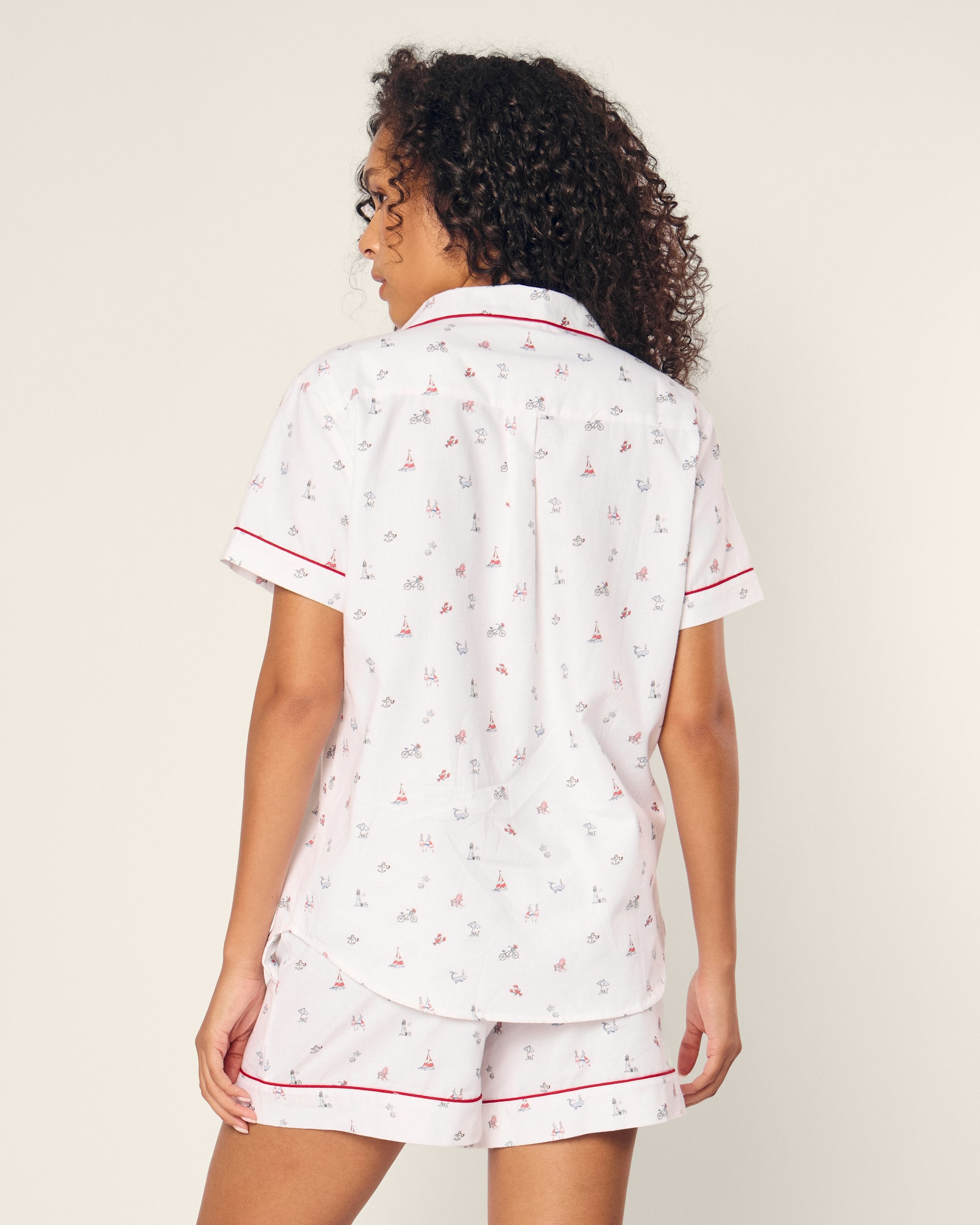 Women's Twill Short Sleeve Short Set in Seashell Splendor in Coastal Charms#Color_Coastal Charms