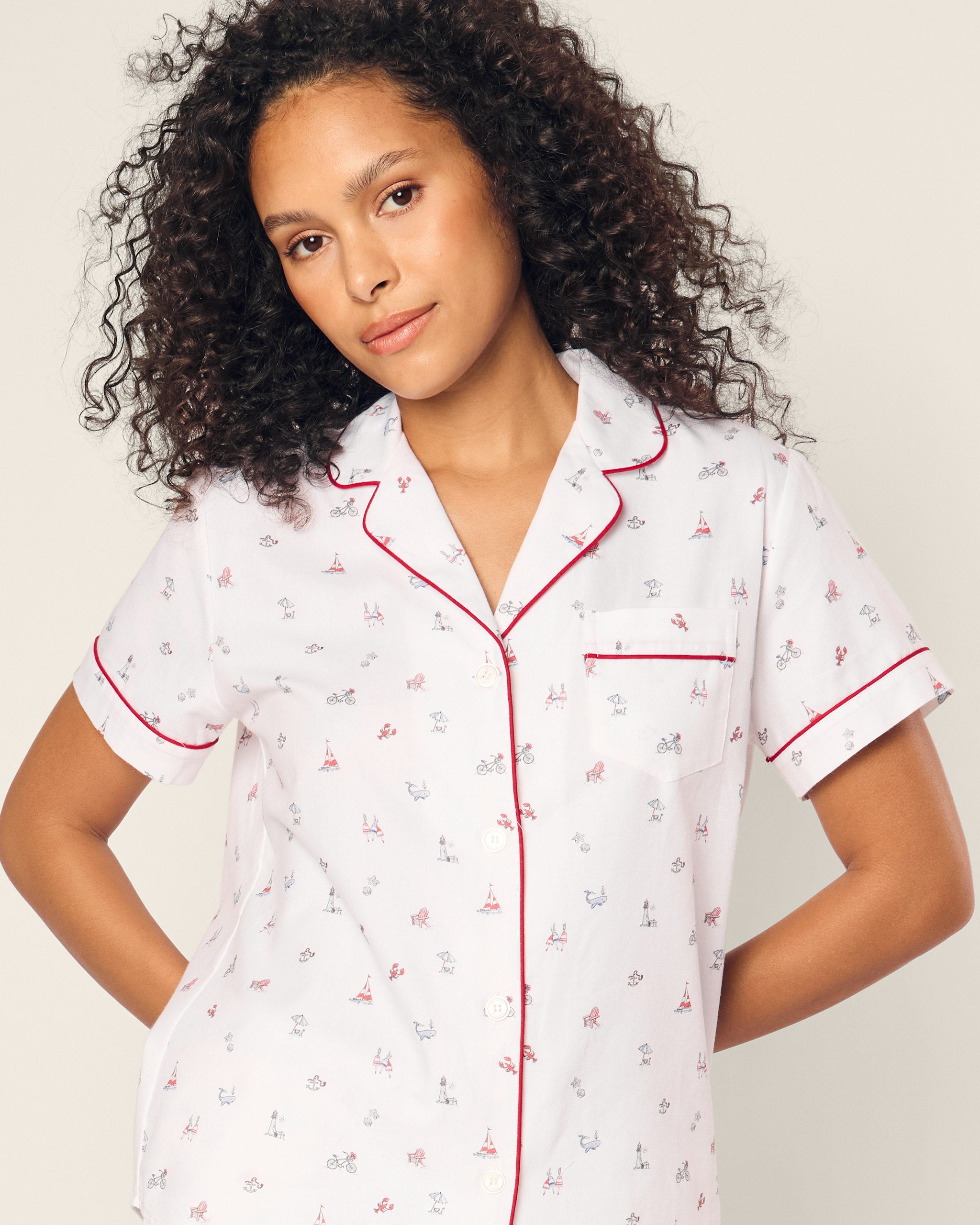 Women's Twill Short Sleeve Short Set in Coastal Charms in Coastal Charms#Color_Coastal Charms