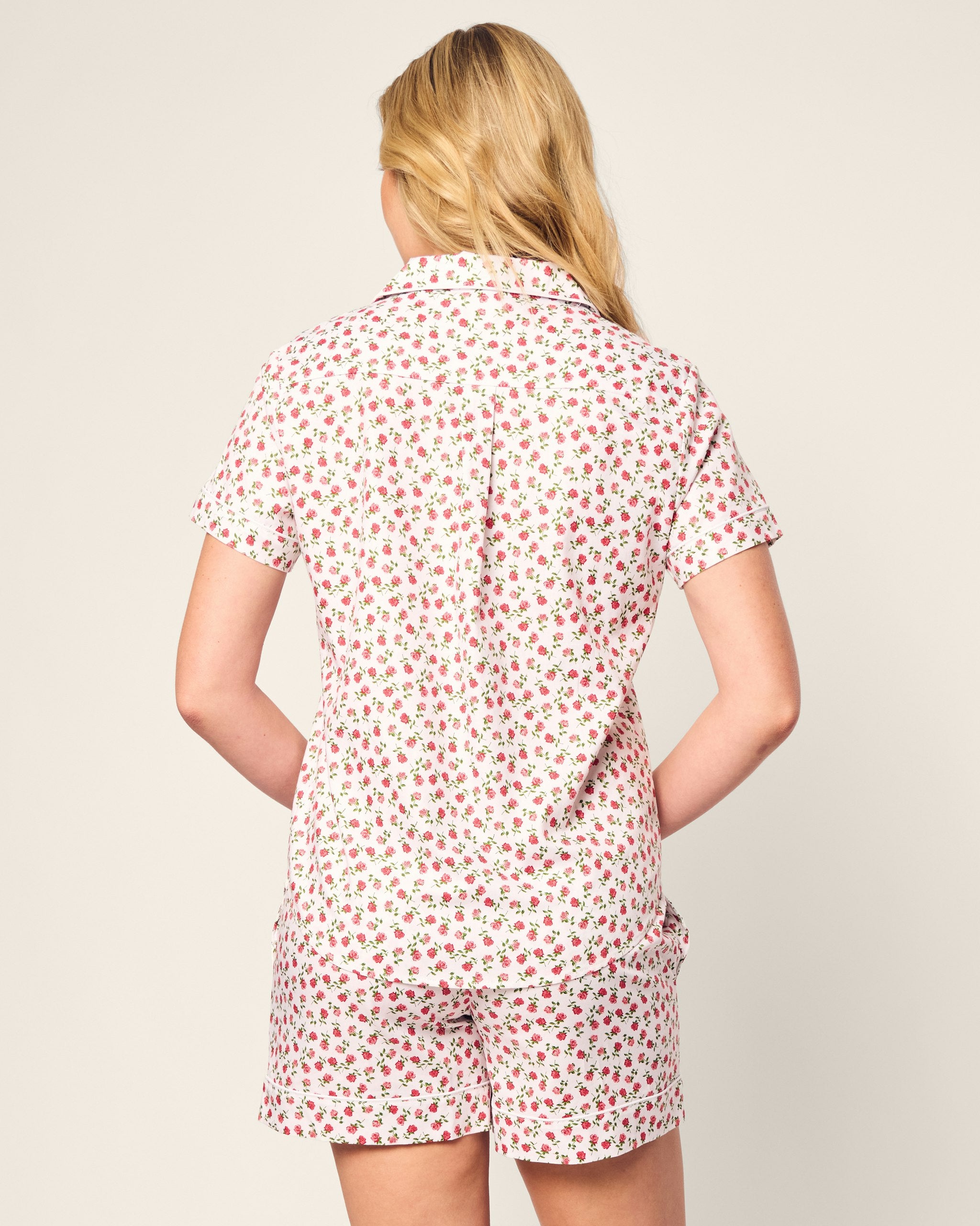 Women's Twill Short Sleeve Short Set in Petite Petals in Petite Petals#Color_Petite Petals