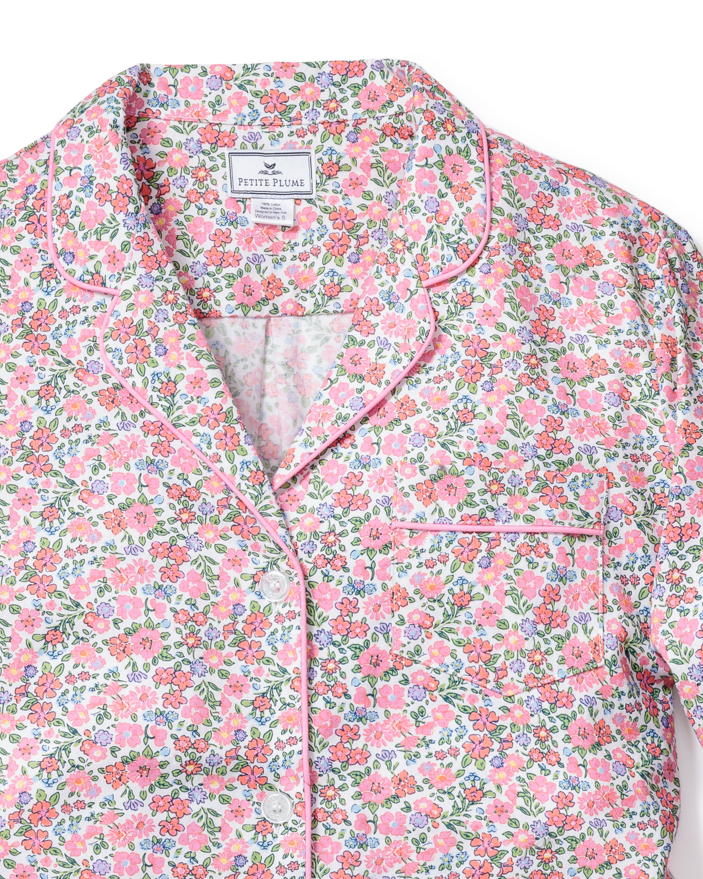 Women's Twill Pajama Short Sleeve Short Set in Dorset Floral in Fleurs de Rose#Color_Fleurs de Rose