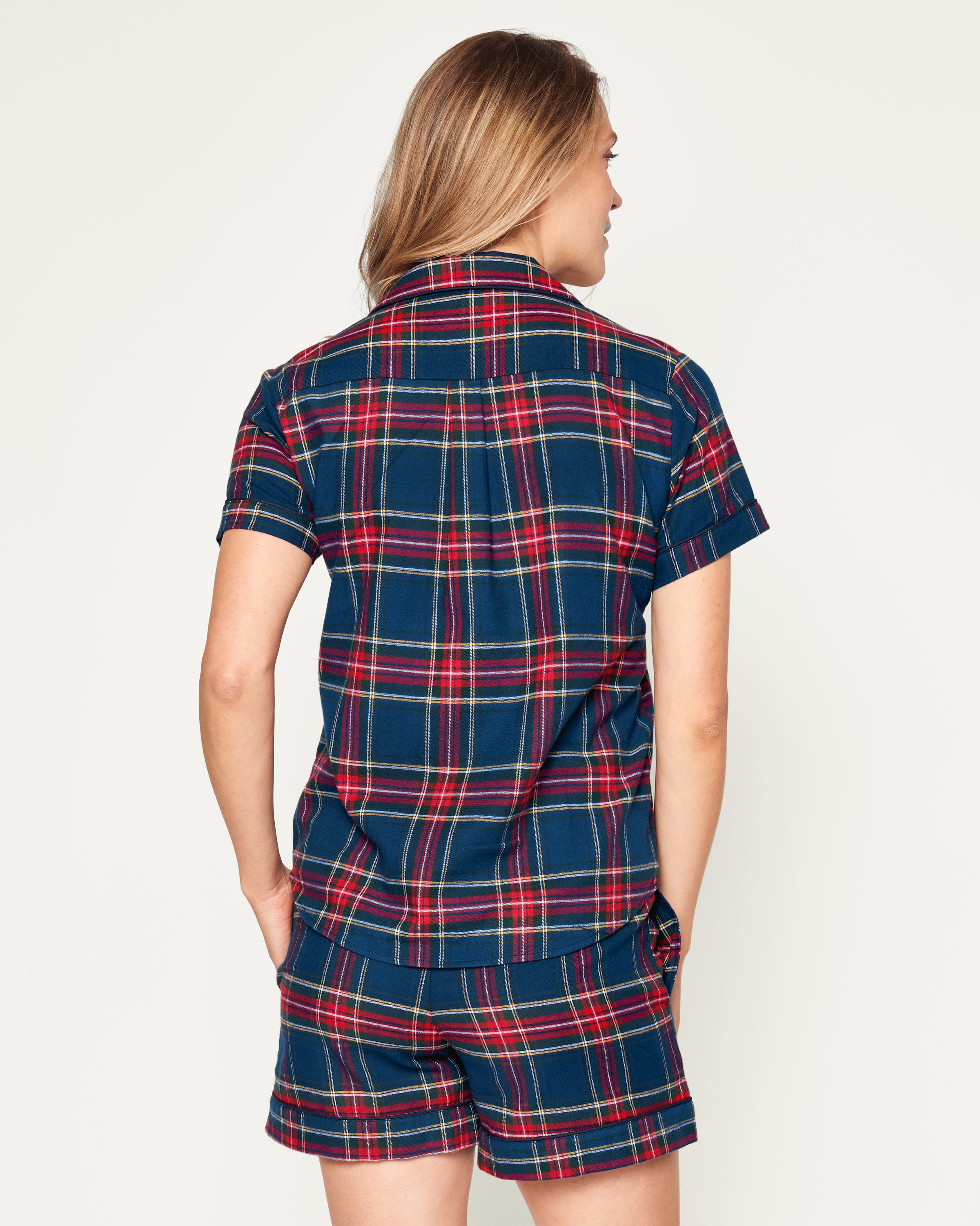 Women's Brushed Twill Short Sleeve Short Set in Windsor Tartan
