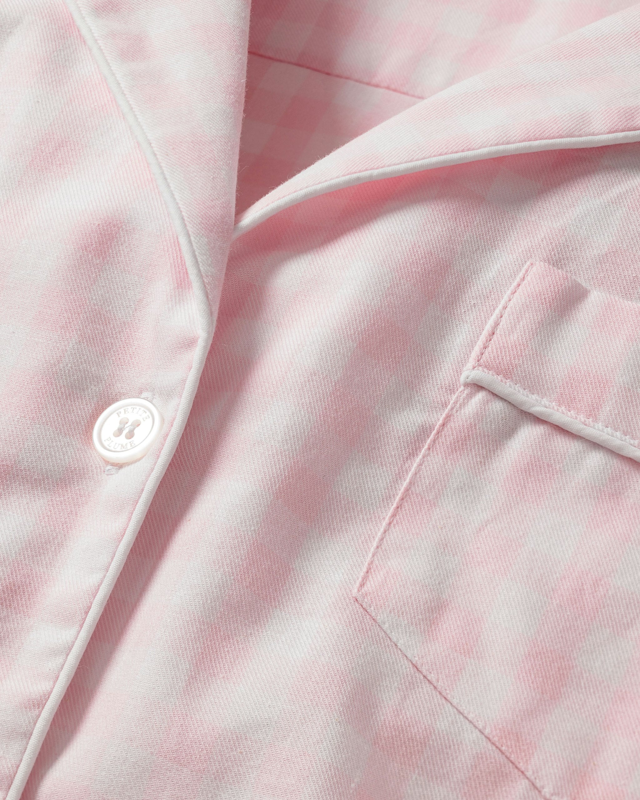 Women's Twill Short Sleeve Short Set in Pink Gingham in Pink Gingham#Color_Pink Gingham
